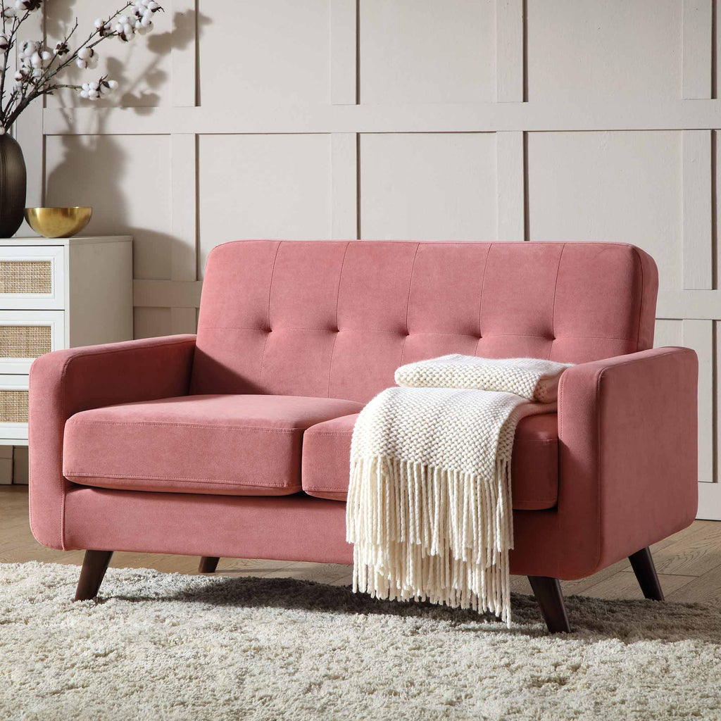 Clarence 2 Seater Sofa In Blush Pink Velvet Daals 5878