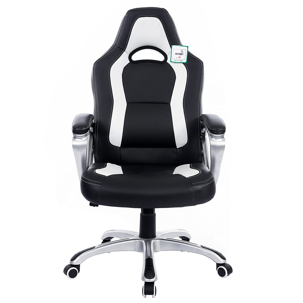 DaAls Racing Sport Swivel Office Chair in Black & White