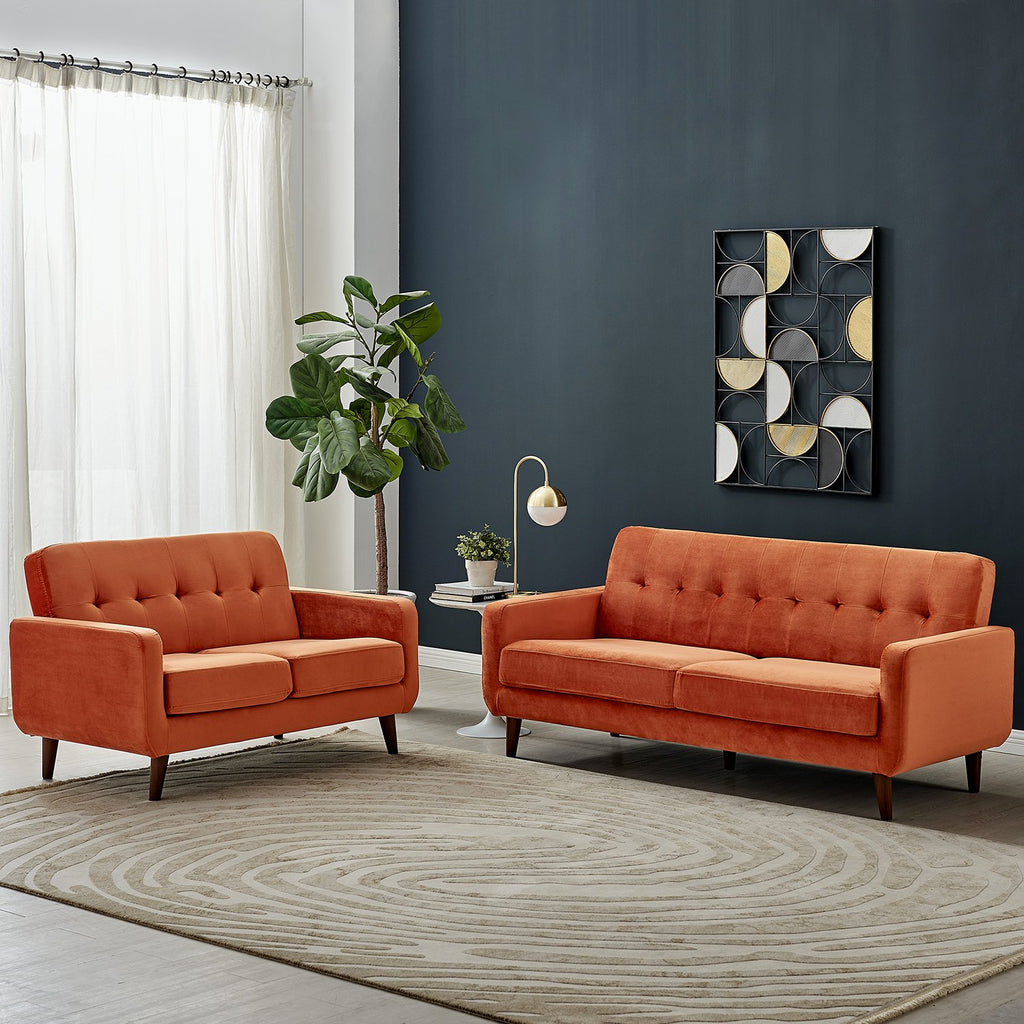 Orange velvet couch for outlet sale