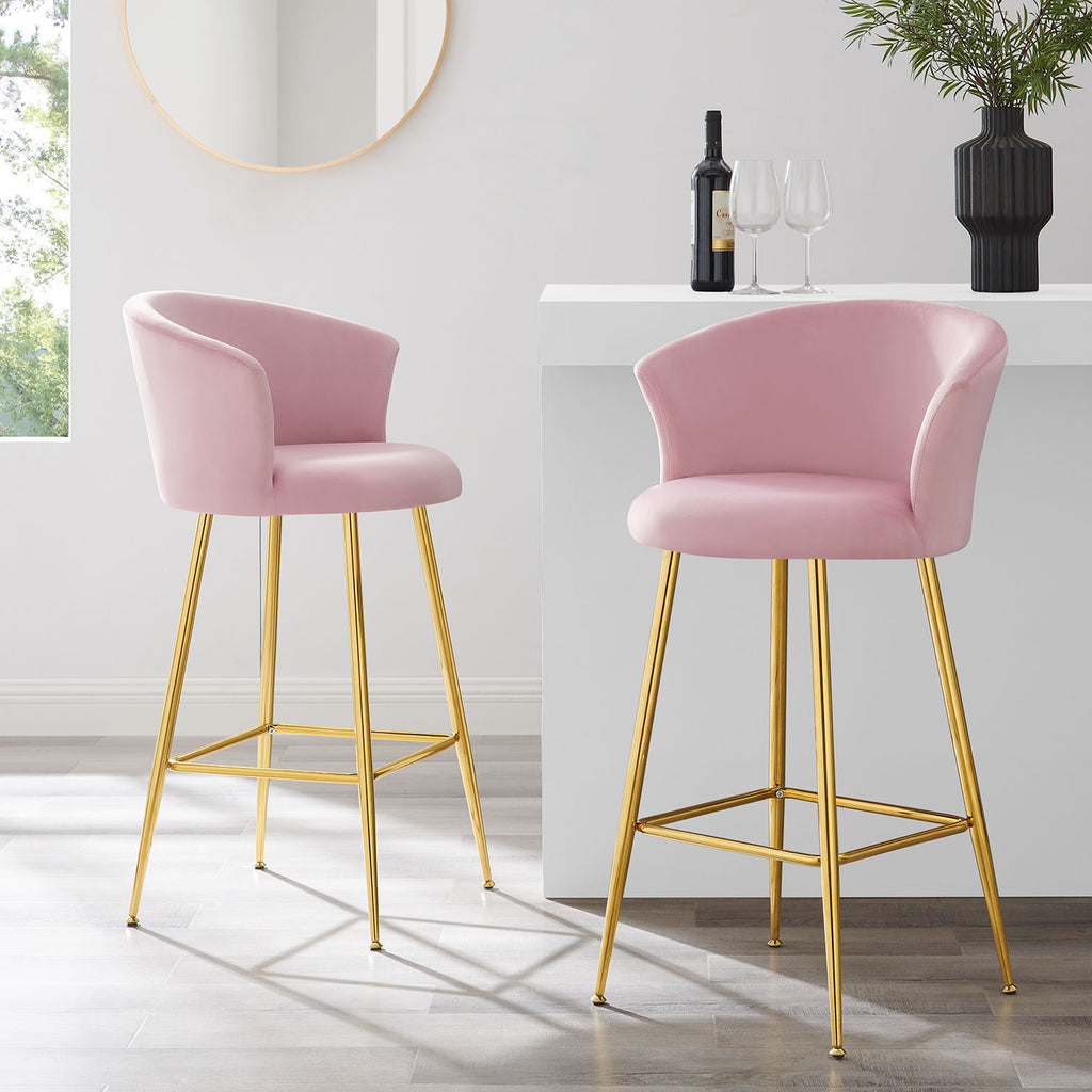 Pink crushed velvet 2024 bar stools