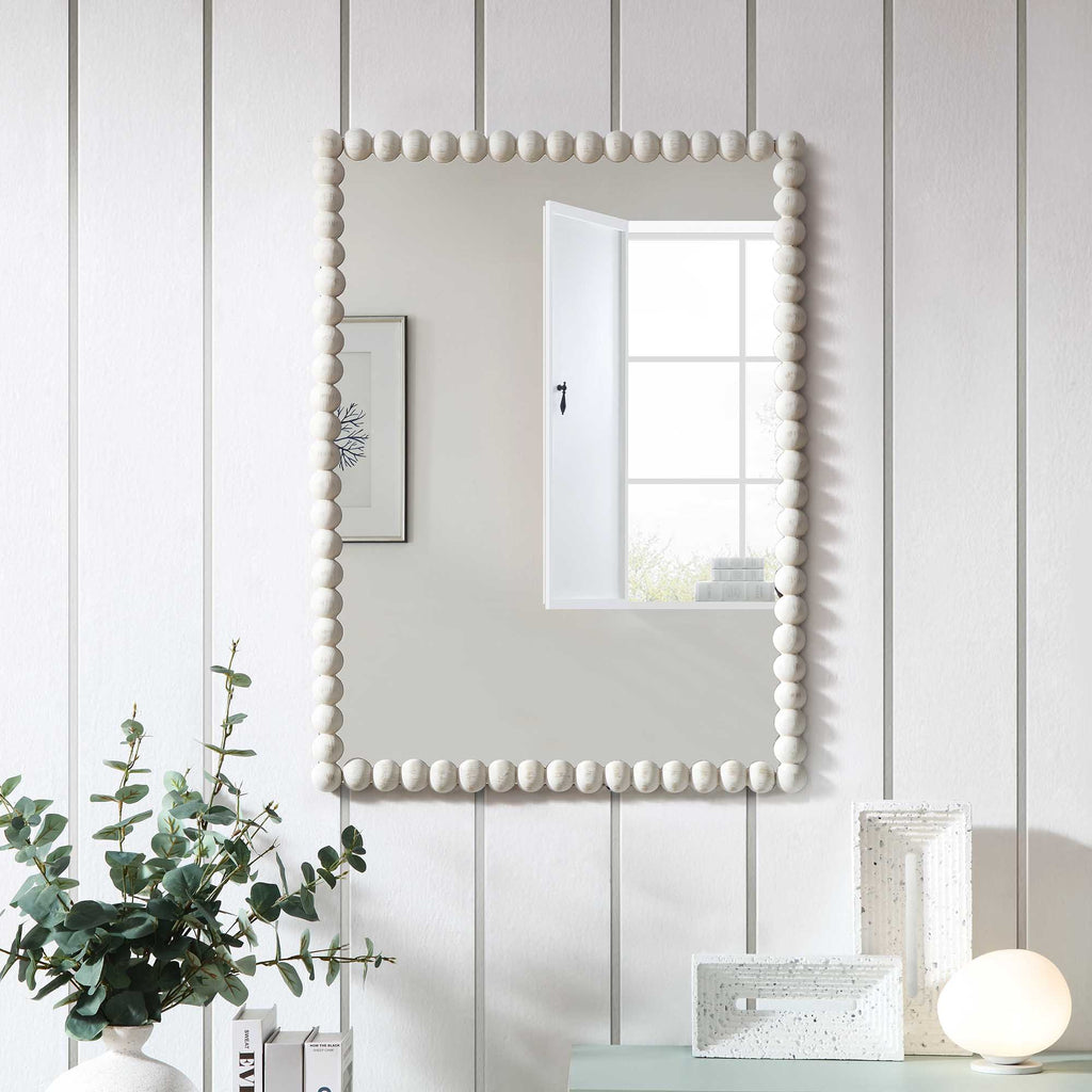 Luna Rectangular Bobbin Wall Mirror 80 X 60 Cm, Washed White | Daals