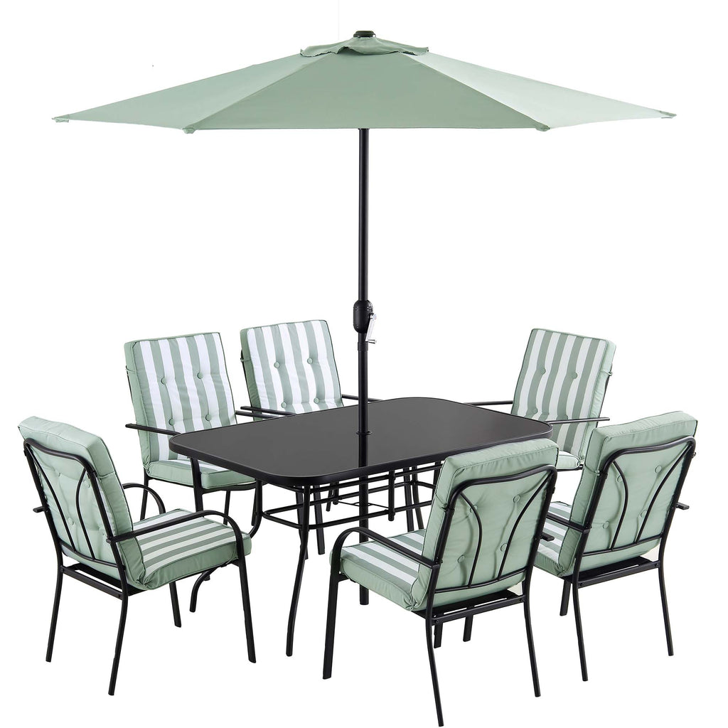 Champneys 6Seater Steel and Fabric Outdoor Patio Dining Set with Cran