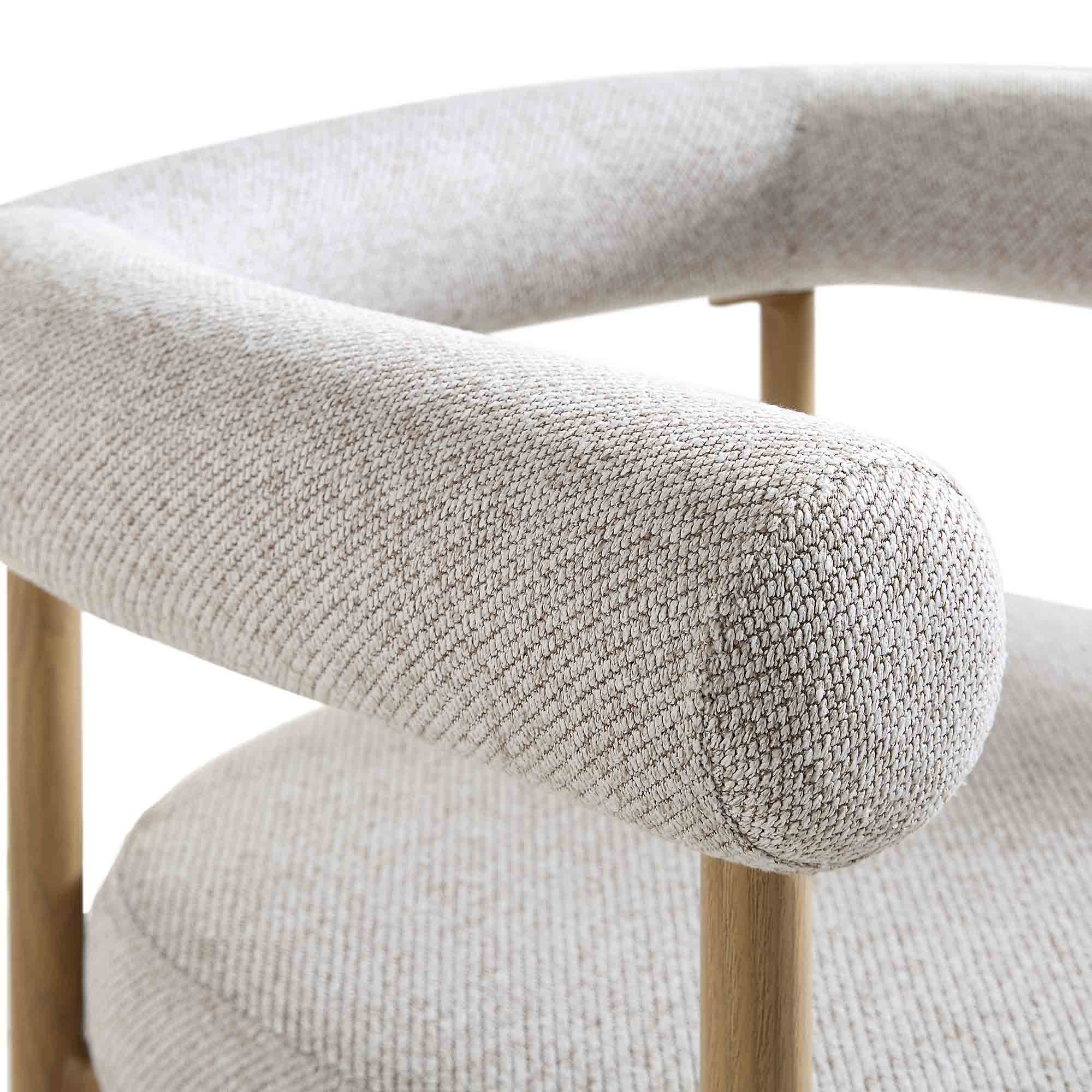 Fulbourn Beige Woven Counter Stool with Natural Wood Effect Legs