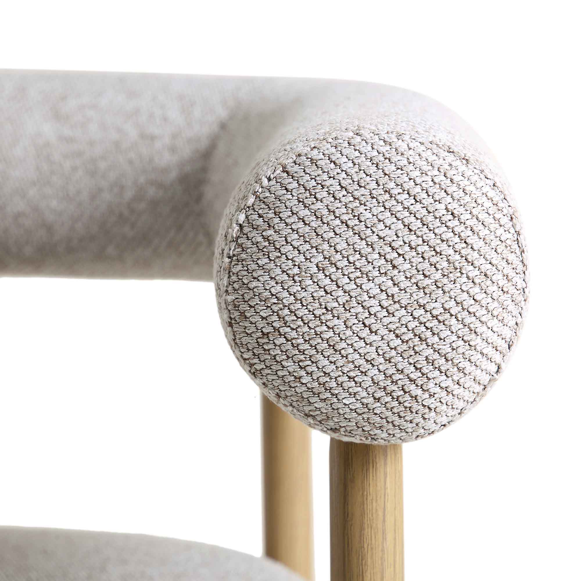 Fulbourn Beige Woven Counter Stool with Natural Wood Effect Legs