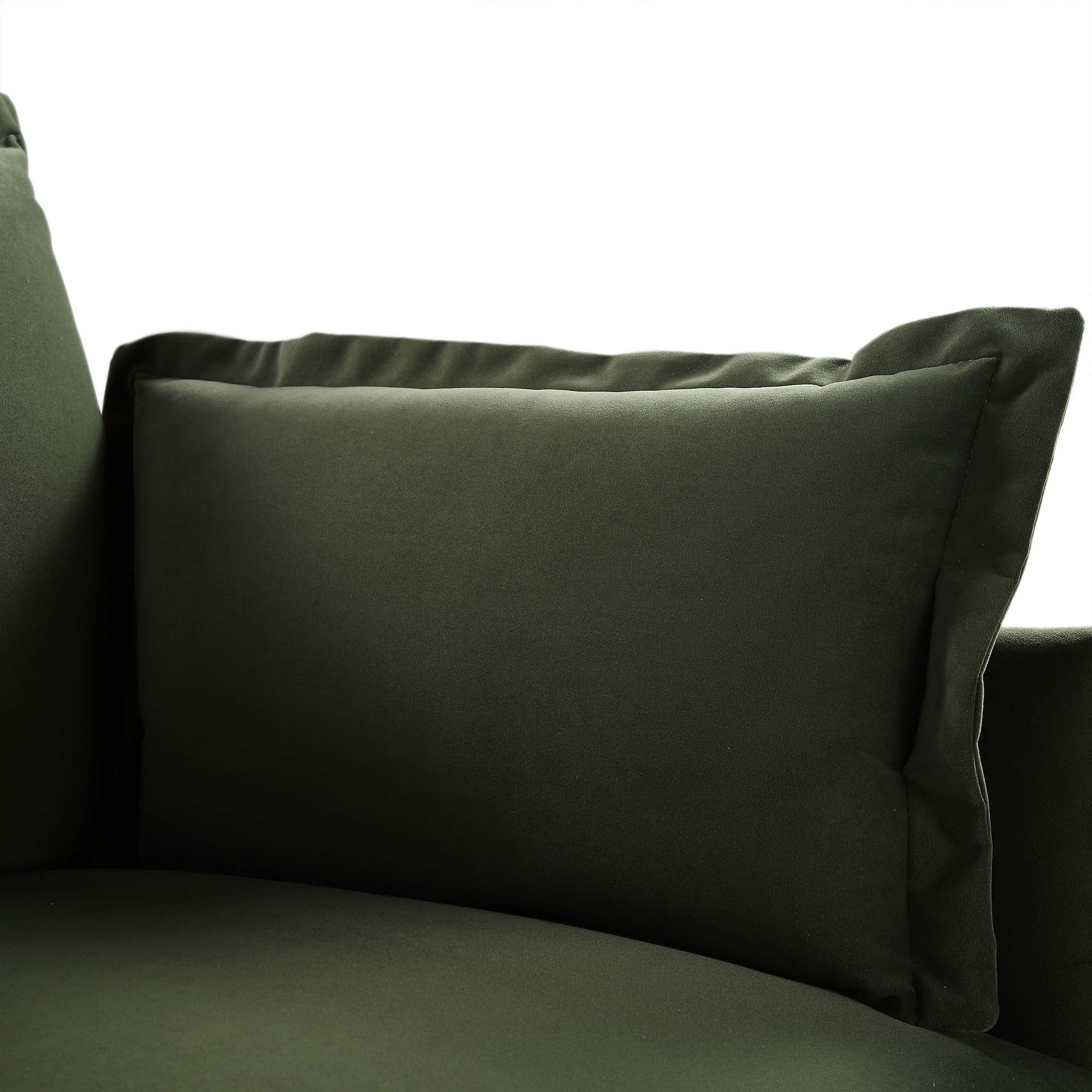 Byron Pillow Edge Moss Green Velvet Modular Sofa, 1-Seater