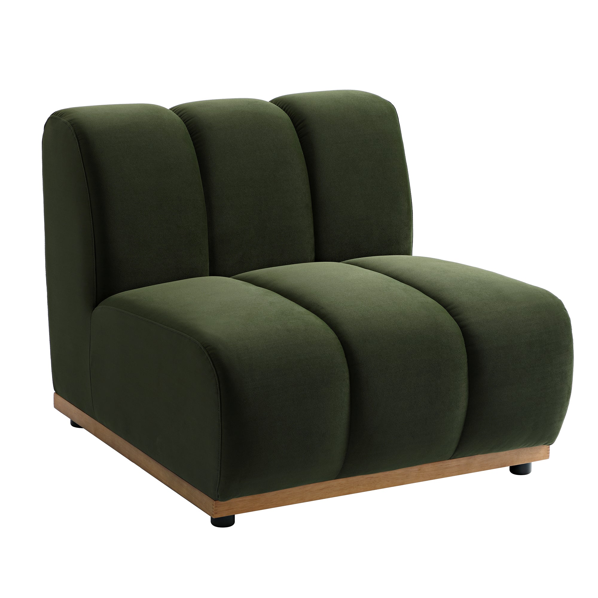 Granvia Moss Green Modular Sofa, 1-Seater Armless Sofa