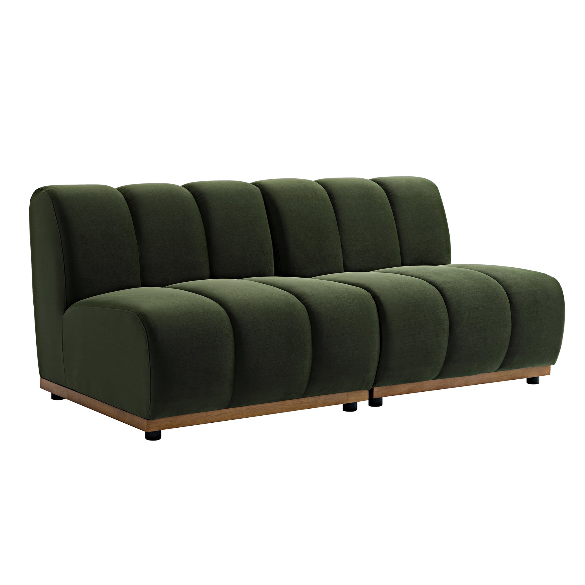 Granvia Moss Green Velvet Modular Sofa, 2-Seater Sofa