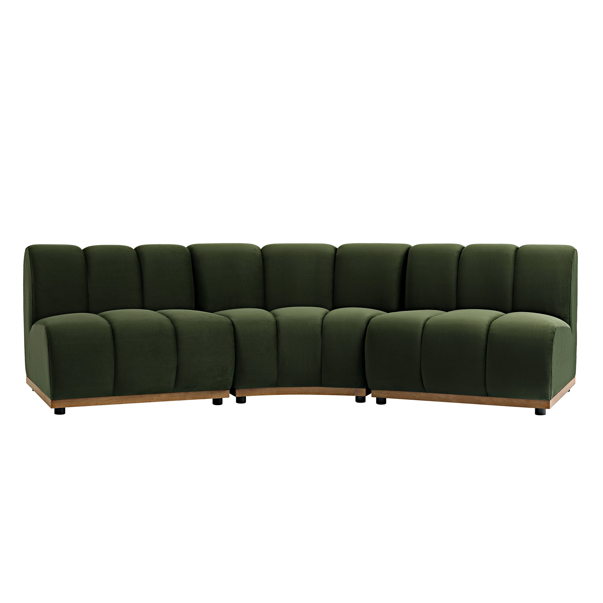 Granvia Moss Green Velvet Modular Sofa, 3-Seater Corner Sofa