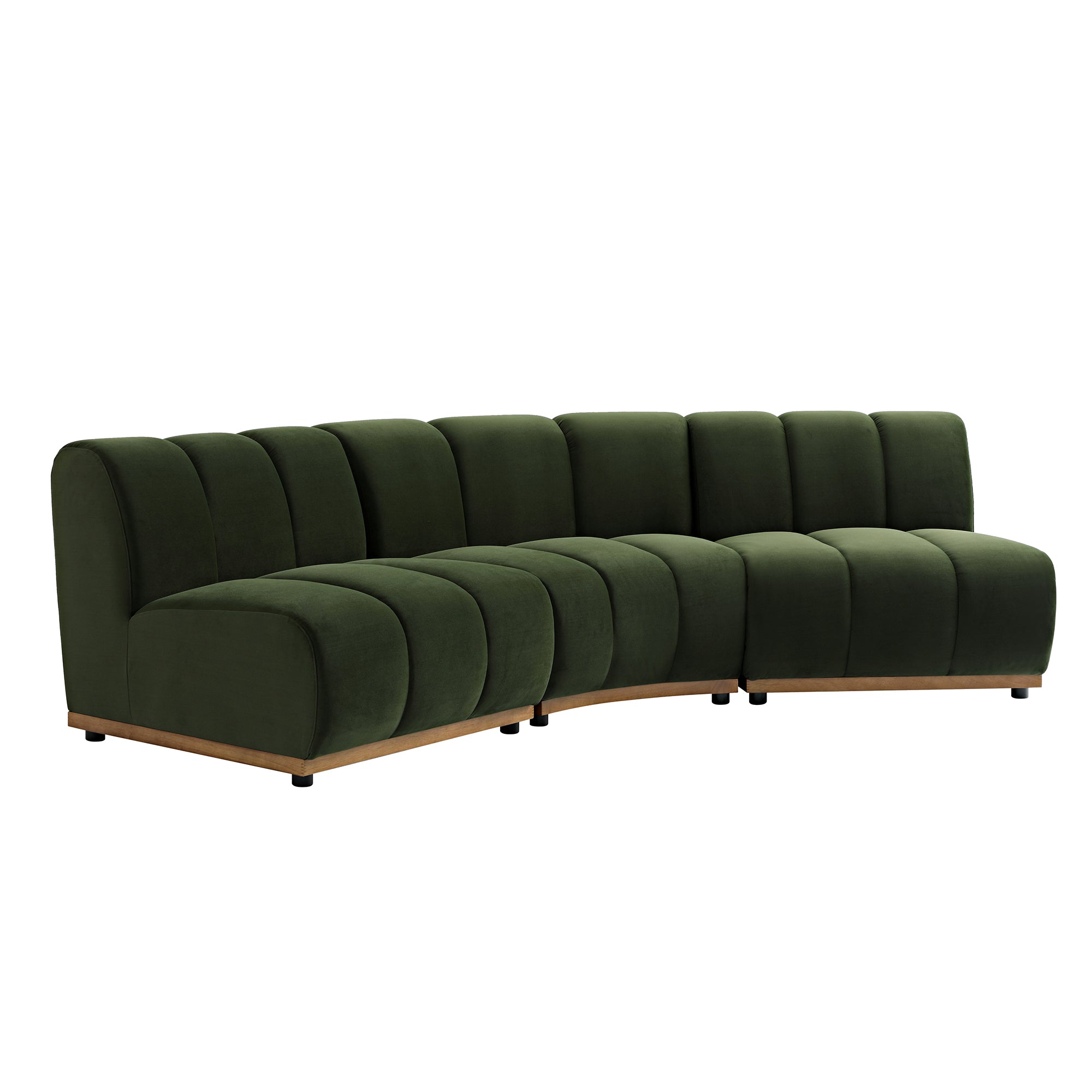 Granvia Moss Green Velvet Modular Sofa, 3-Seater Corner Sofa