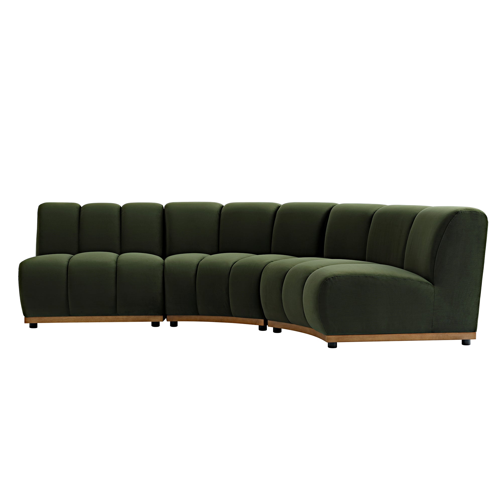 Granvia Moss Green Velvet Modular Sofa, 3-Seater L-Shaped Sofa