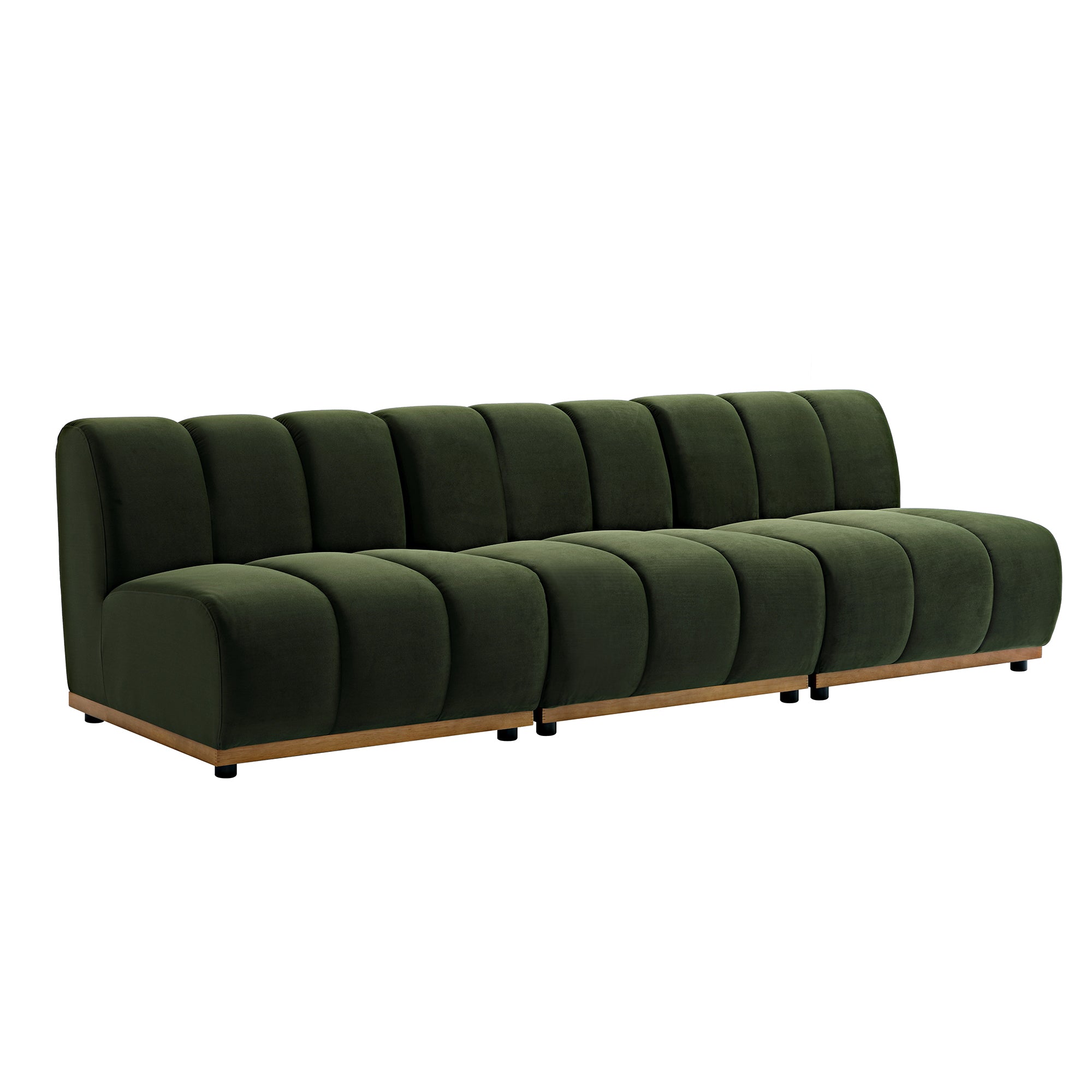 Granvia Moss Green Velvet Modular Sofa, 3-Seater Sofa