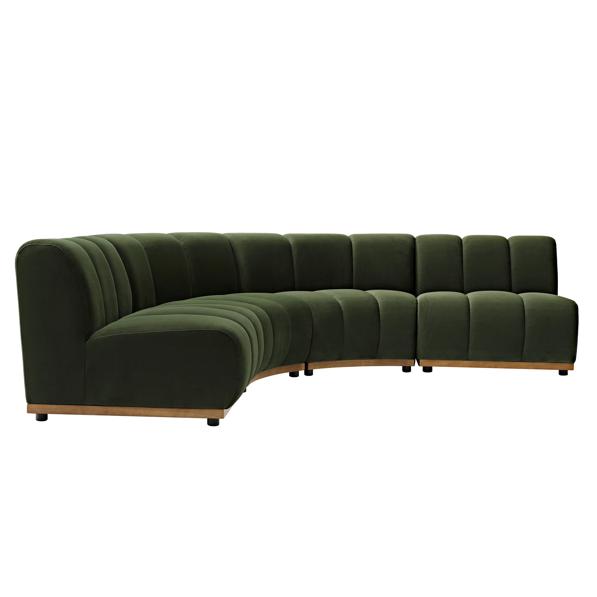 Granvia Moss Green Velvet Modular Sofa, 4-Seater Large Corner Sofa