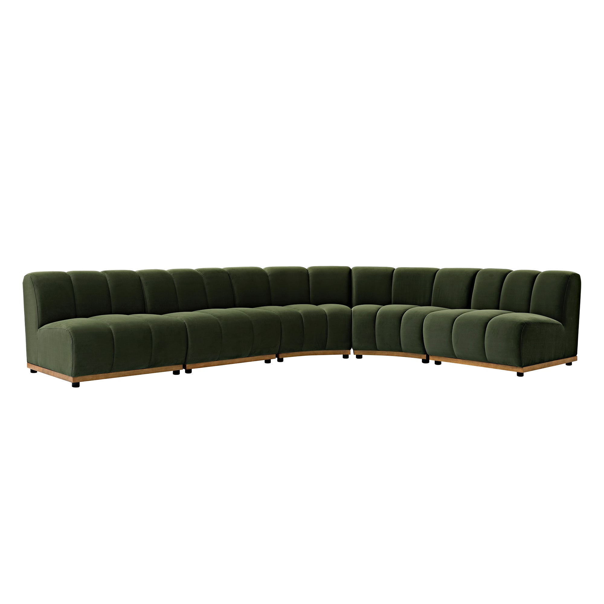 Granvia Moss Green Velvet Modular Sofa, 5-Seater Grand L-Shaped Sofa