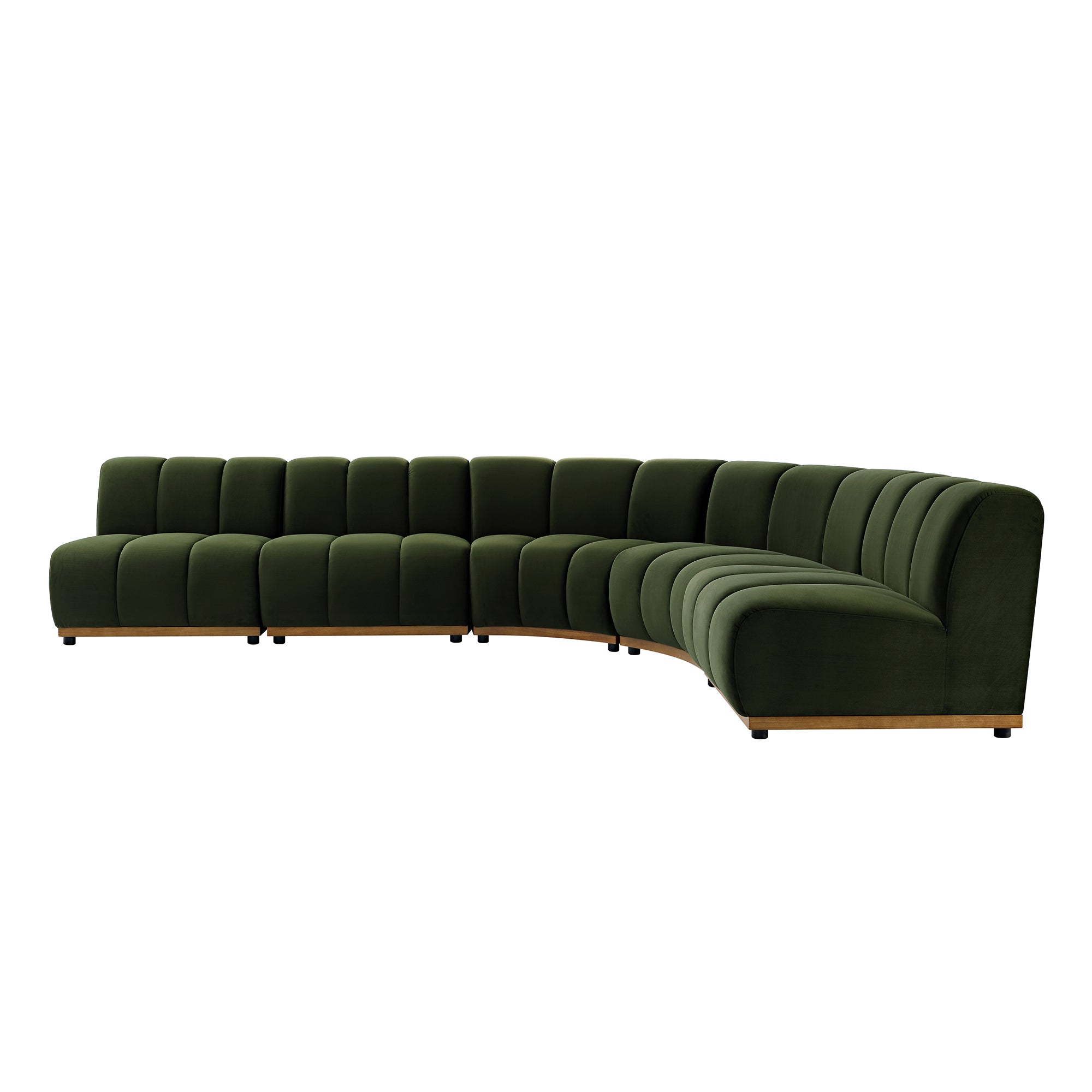 Granvia Moss Green Velvet Modular Sofa, 5-Seater Grand L-Shaped Sofa