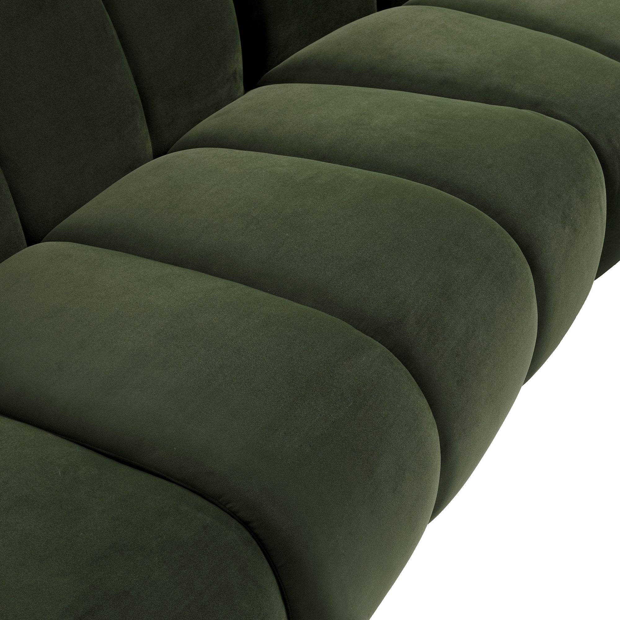 Granvia Moss Green Velvet Modular Sofa, 5-Seater Grand L-Shaped Sofa