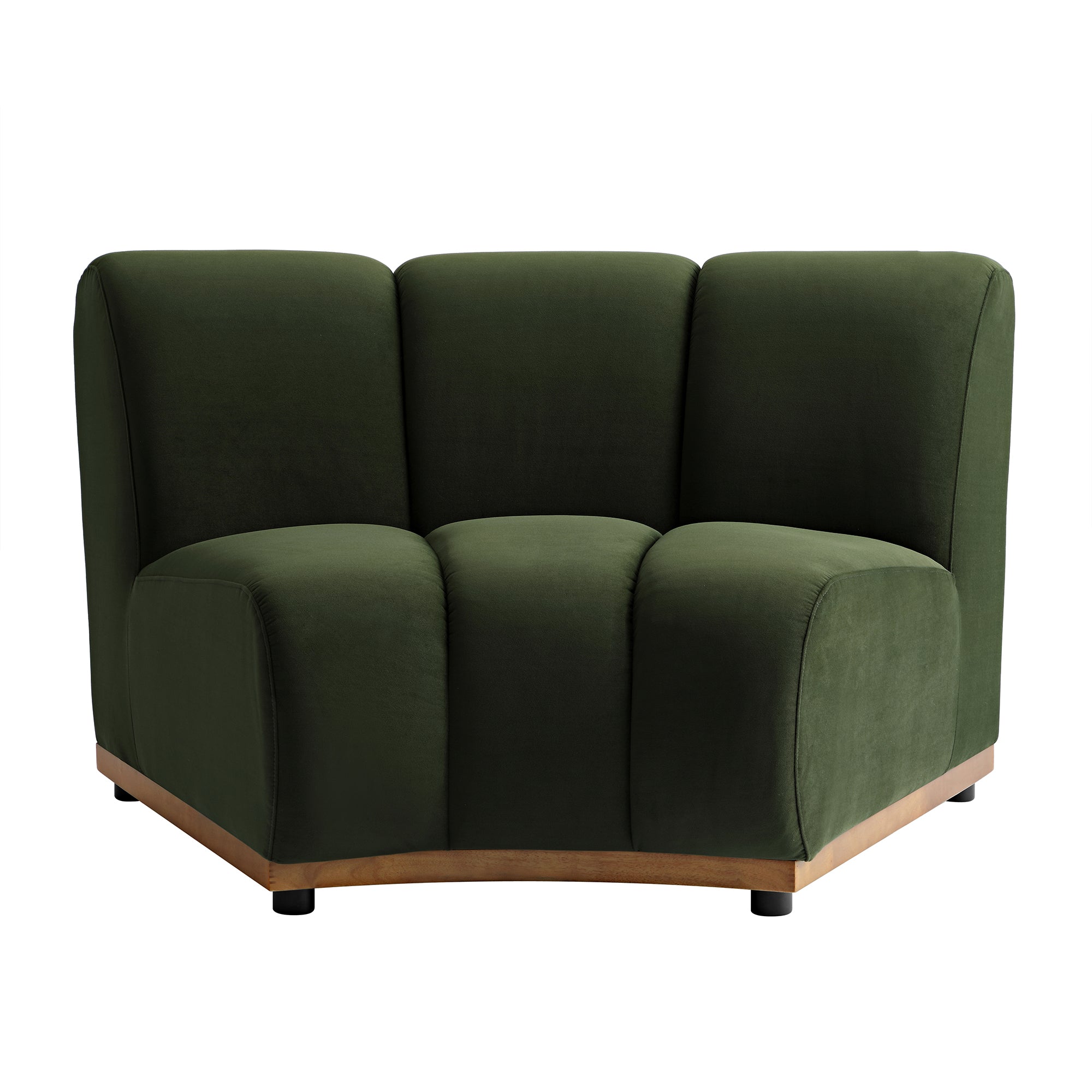 Granvia Moss Green Velvet Modular Sofa, 1-Seater Curved Sofa