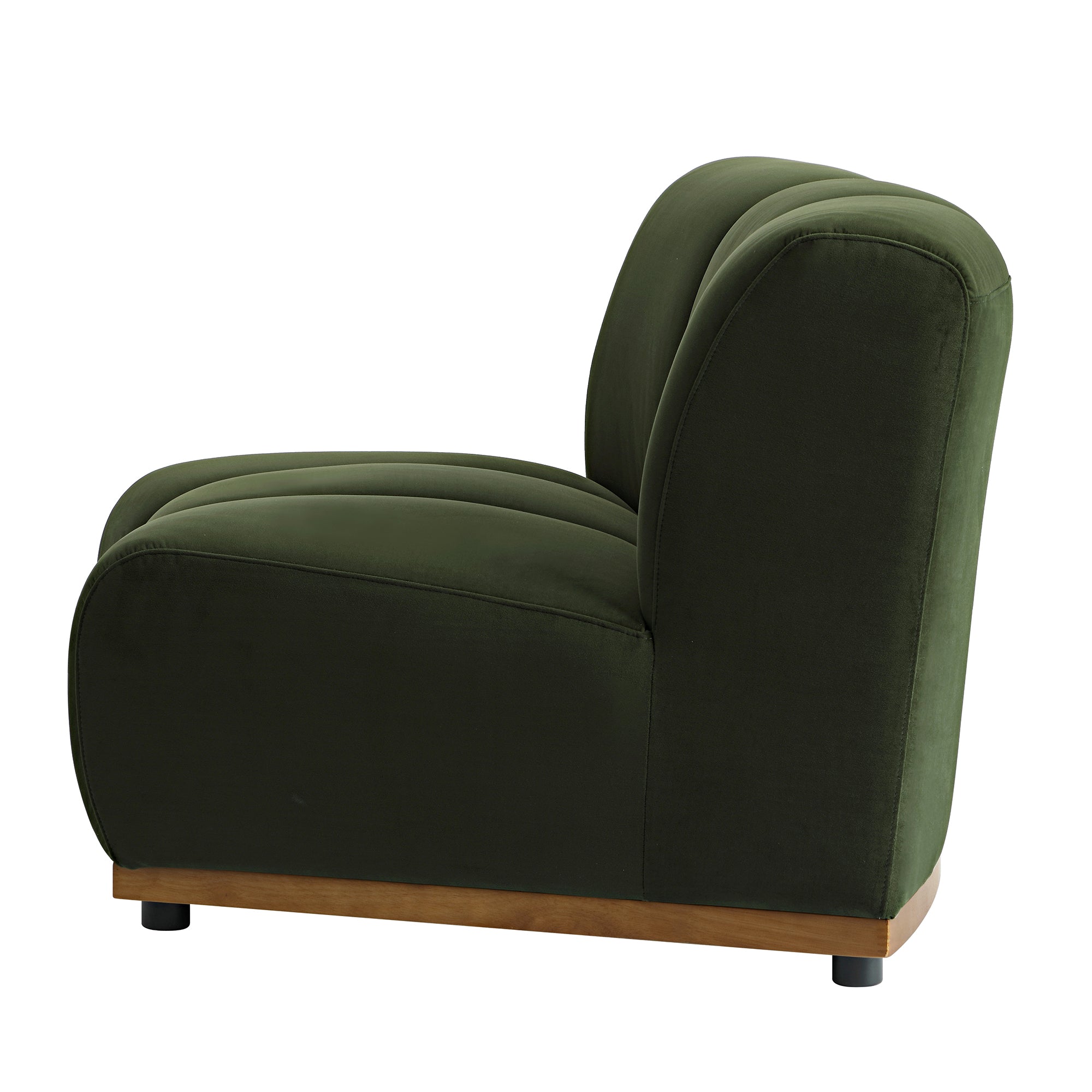 Granvia Moss Green Velvet Modular Sofa, 1-Seater Curved Sofa