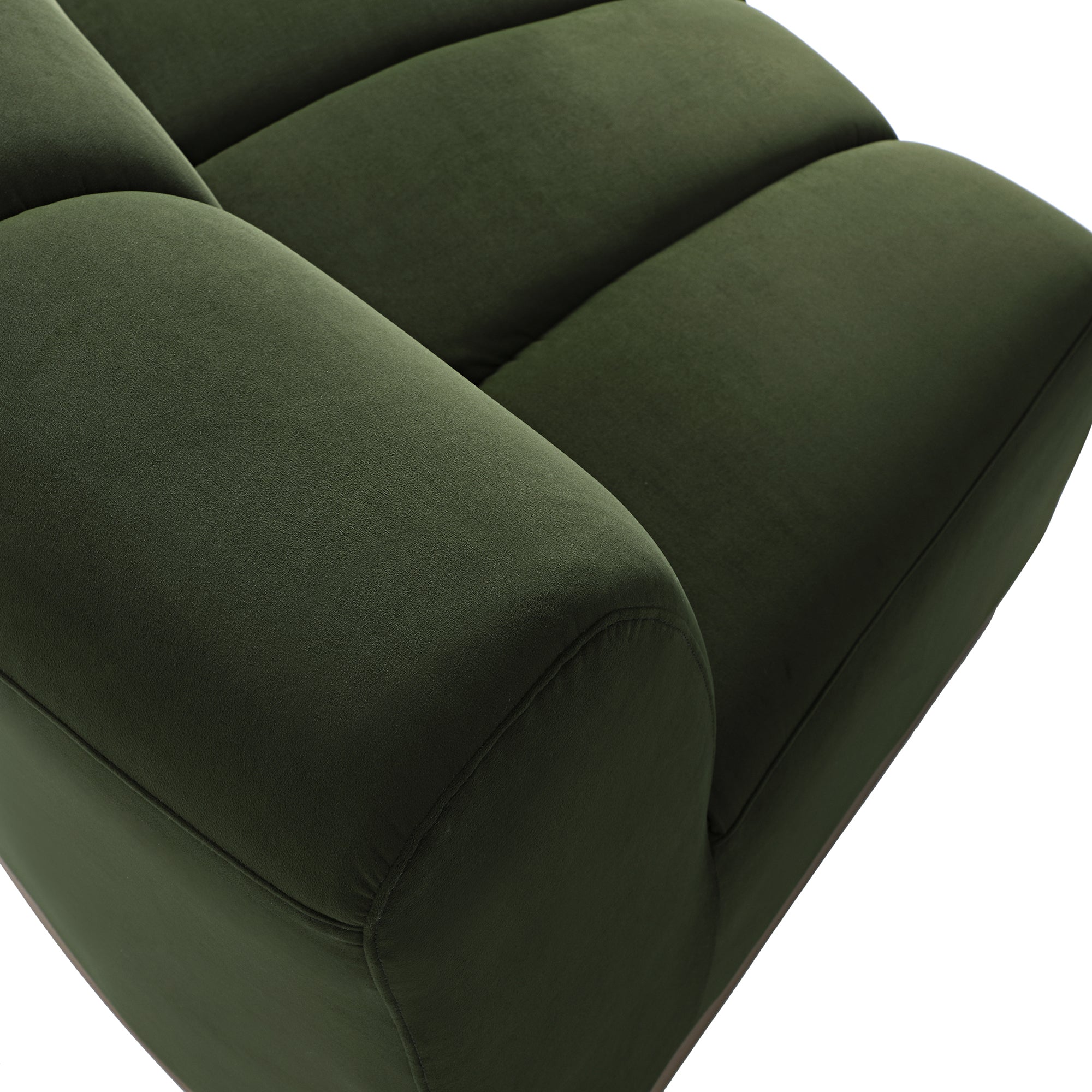 Granvia Moss Green Velvet Modular Sofa, 1-Seater Curved Sofa