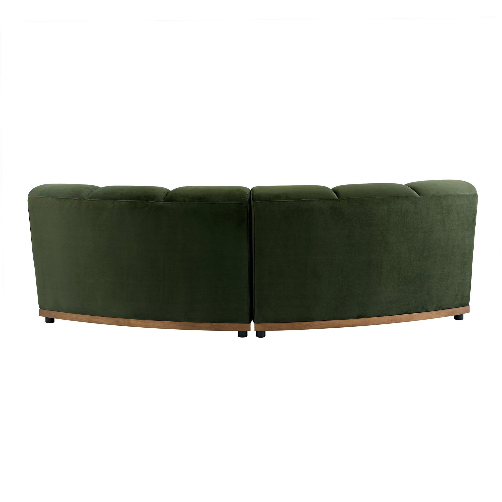 Granvia Moss Green Velvet Modular Sofa, 2-Seater Curved Sofa