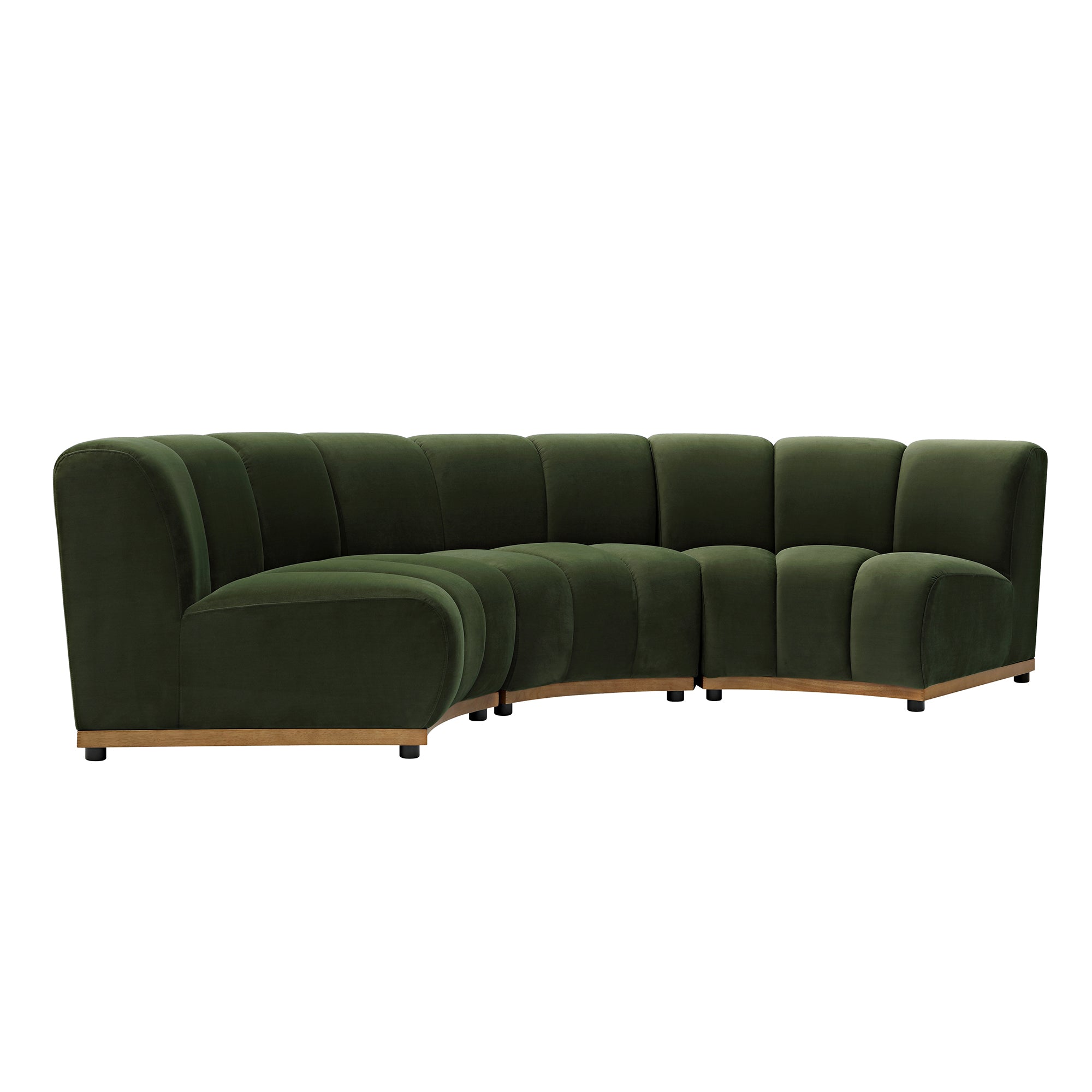 Granvia Moss Green Velvet Modular Sofa, 3-Seater Curved Sofa