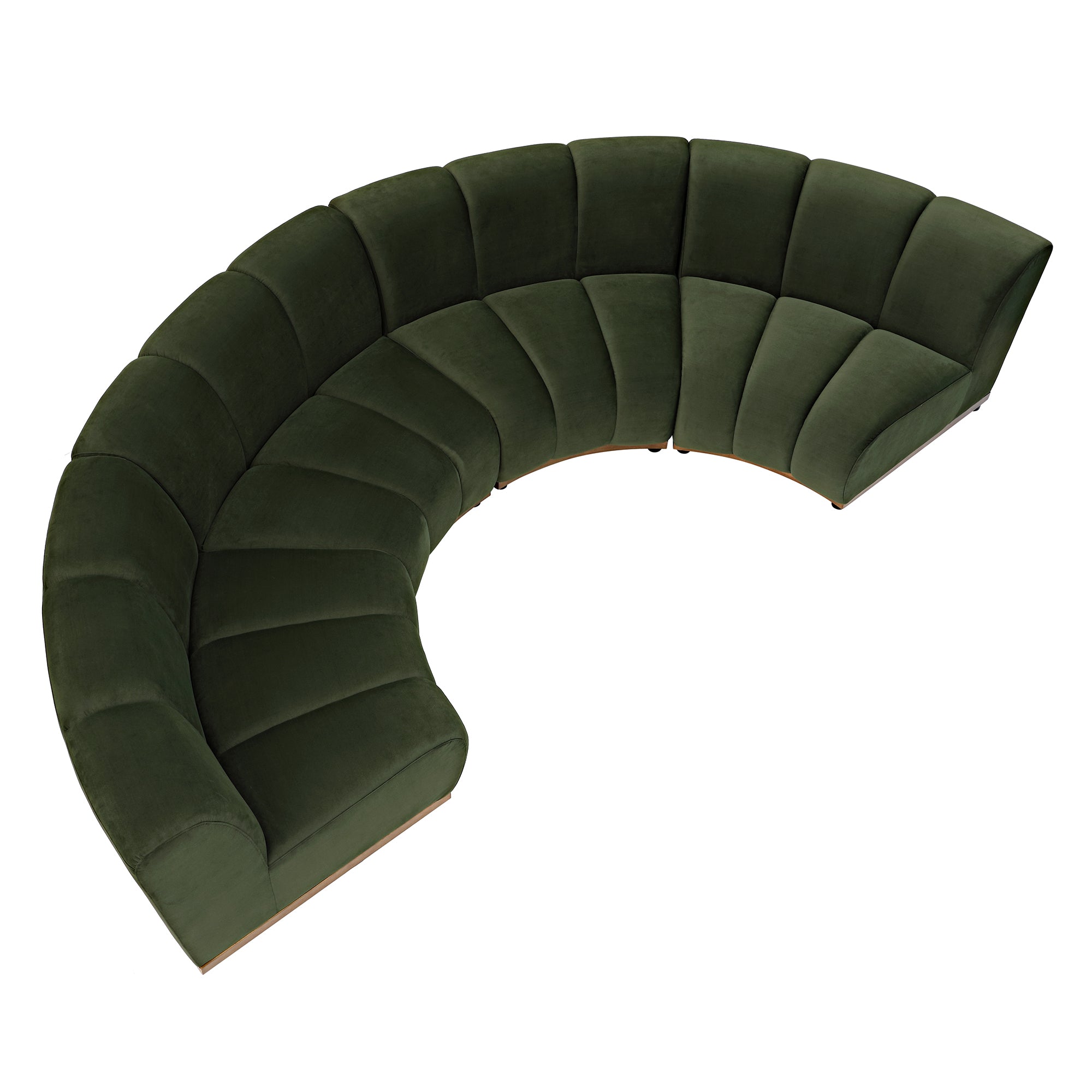 Granvia Moss Green Velvet Modular Sofa, 4-Seater Half Circle Sofa