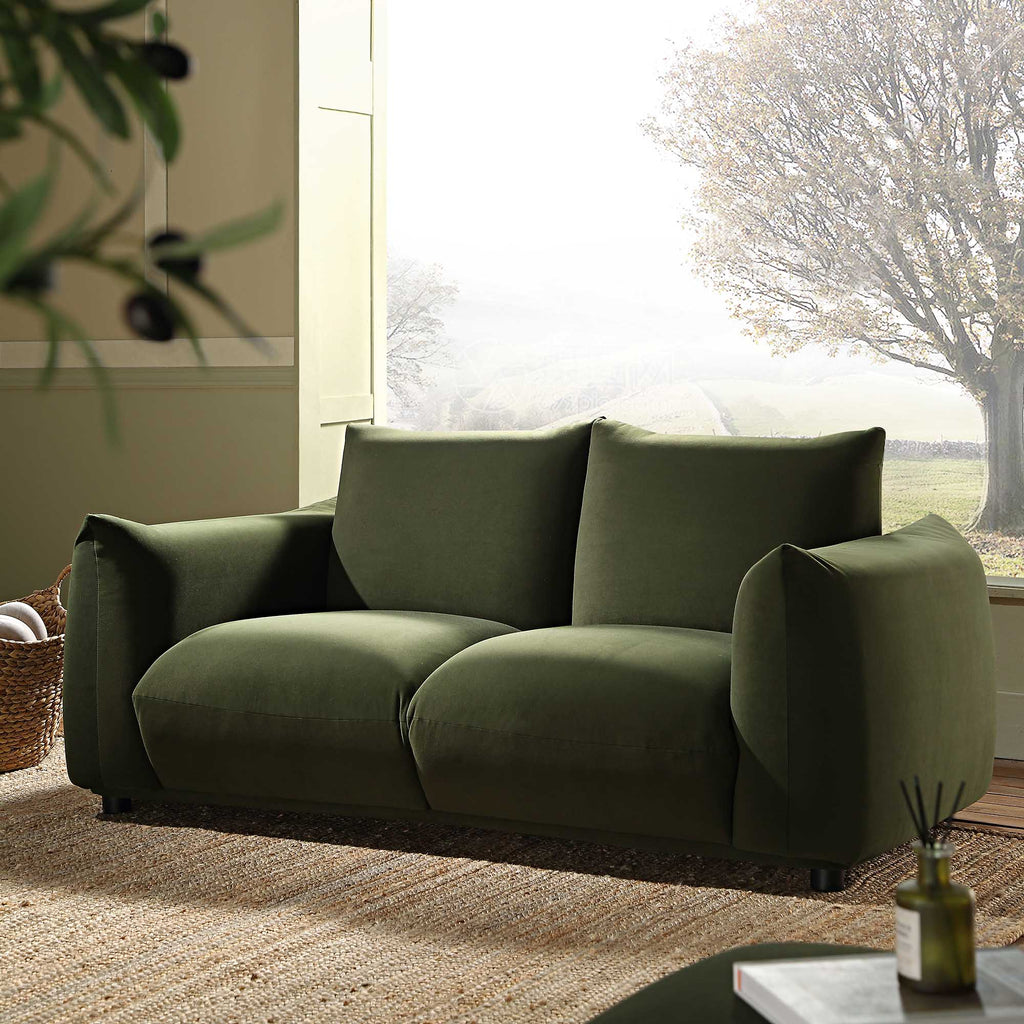 Gianni Two Seater Sofa, Moss Green Velvet | daals