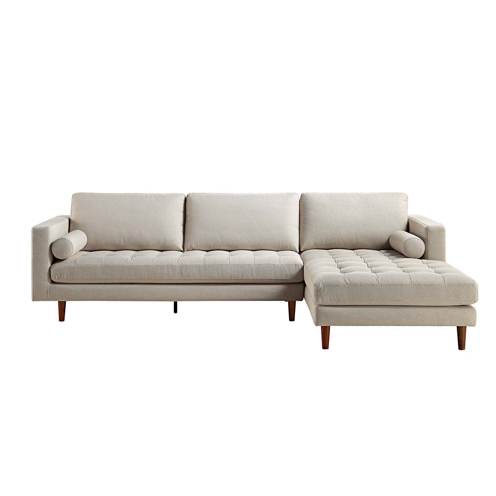 Henrietta Grand 4-Seater RHF Chaise End Sofa, Beige Woven Fabric | daals