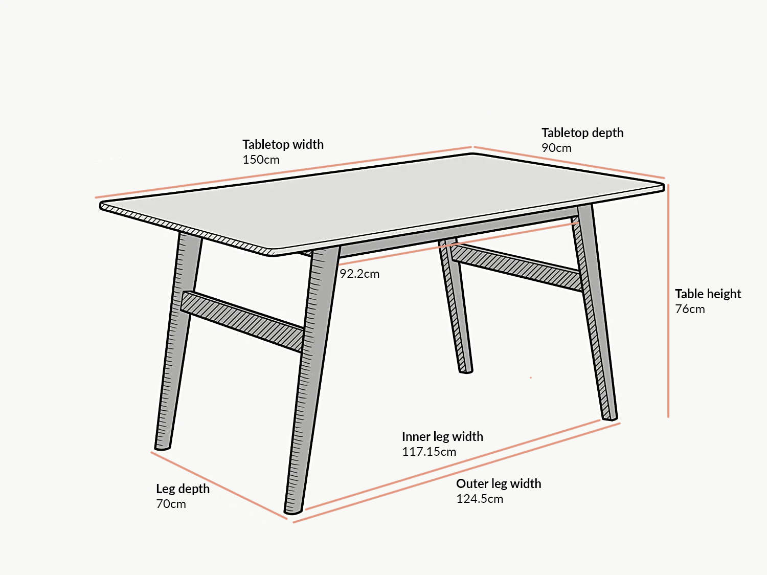 ASCONA White Marble Effect 6-Seater Dining Table with Solid Oak Legs