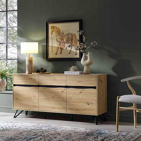 Weston Oak Effect 3 Door 3 Drawer Large Sideboard | daals