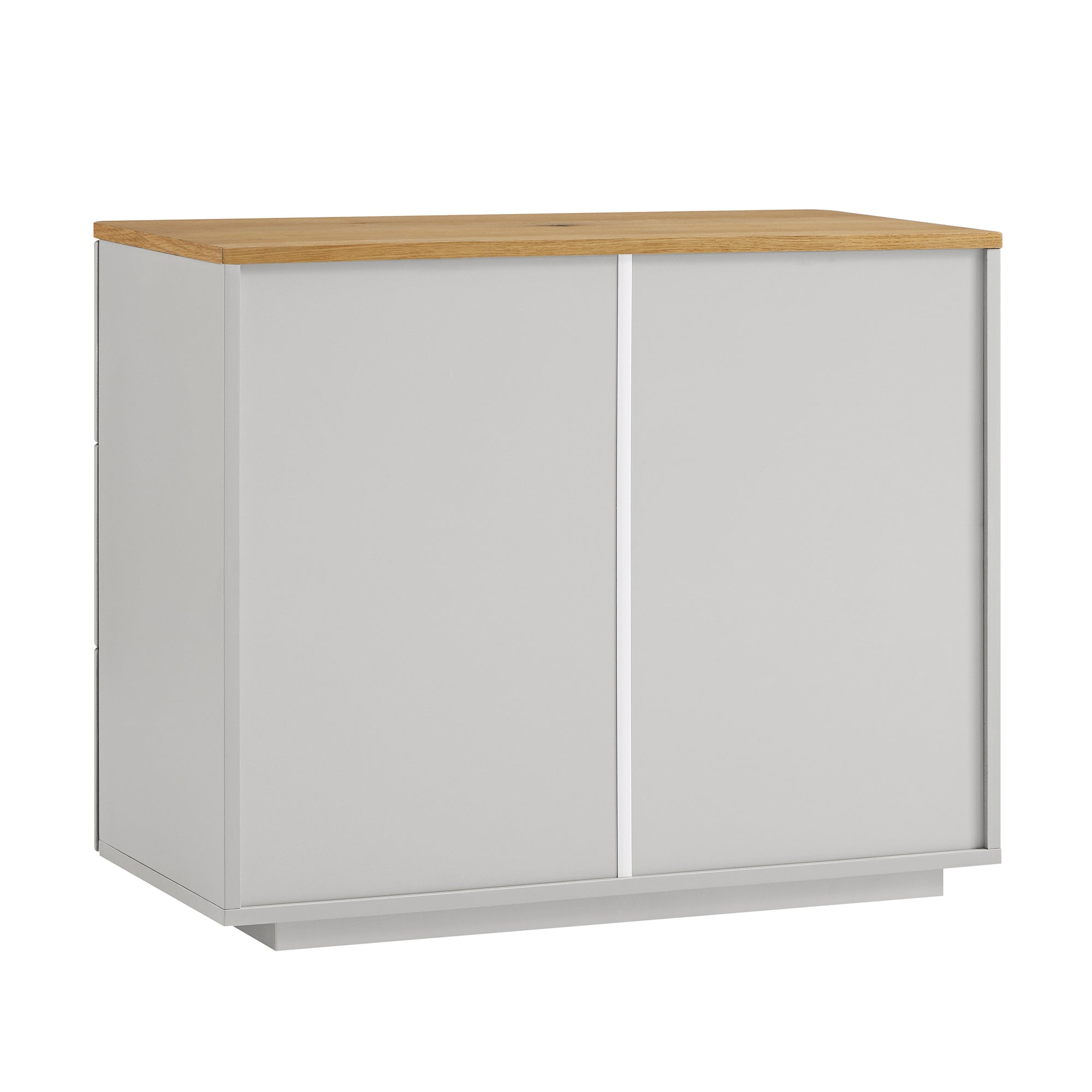 Agnes Curved Edge Chest of 3 Drawers, Dove Grey with Oak Top