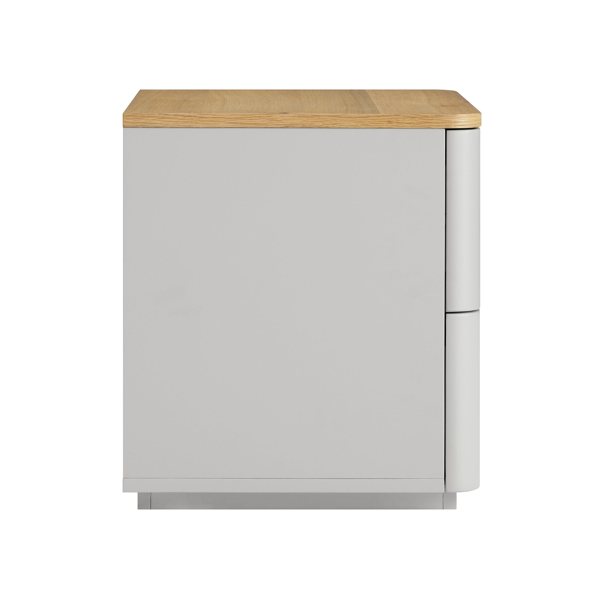 Agnes Curved Edge 2 Drawer Bedside Table, Dove Grey with Oak Top