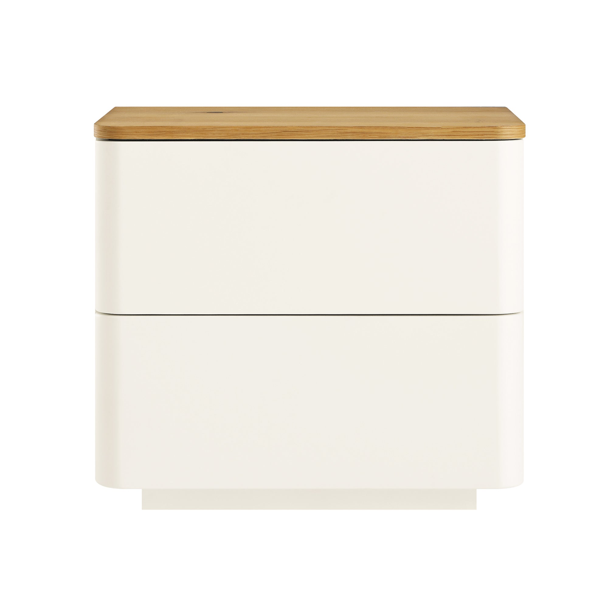 Agnes Curved Edge 2 Drawer Bedside Table, White