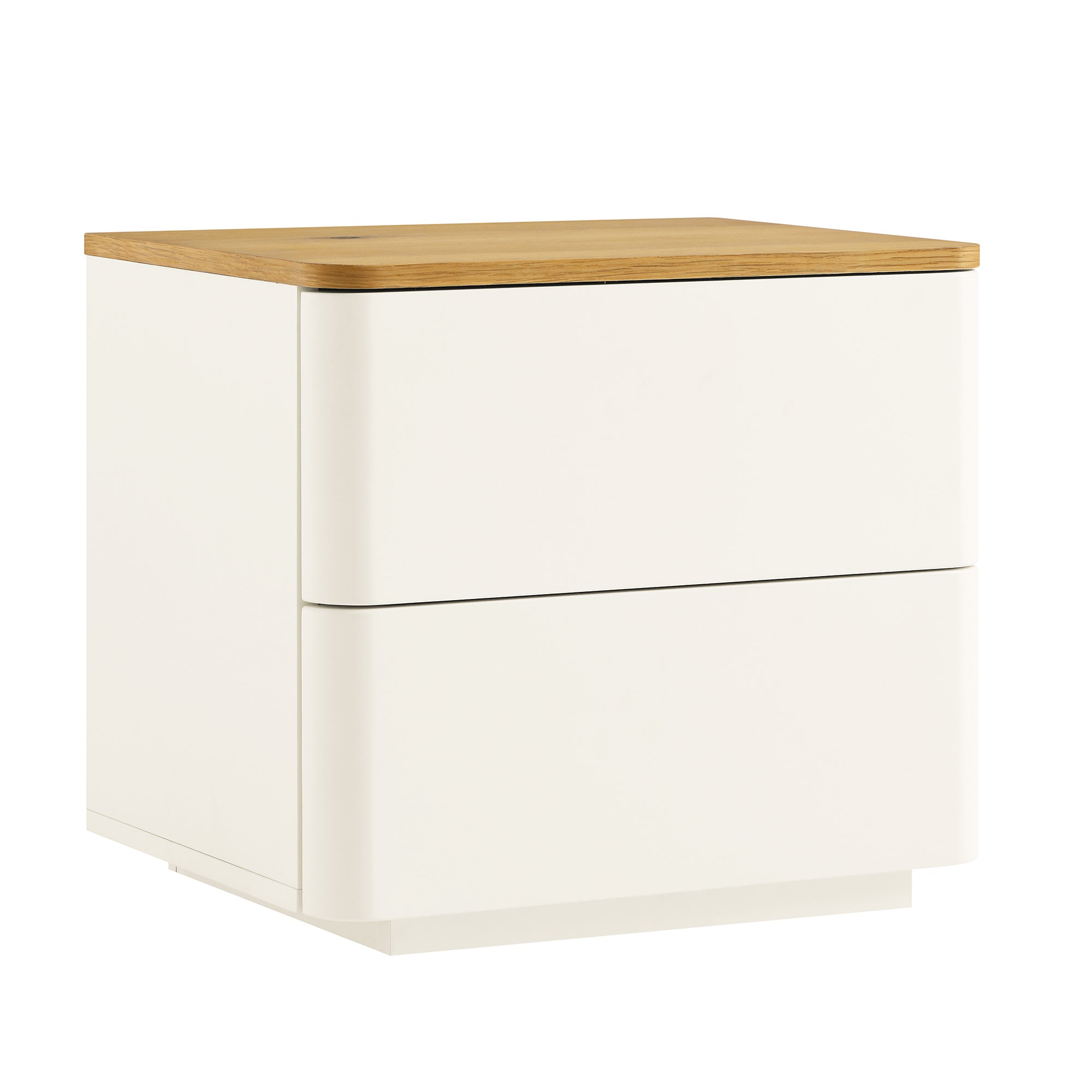 Agnes Curved Edge 2 Drawer Bedside Table, White