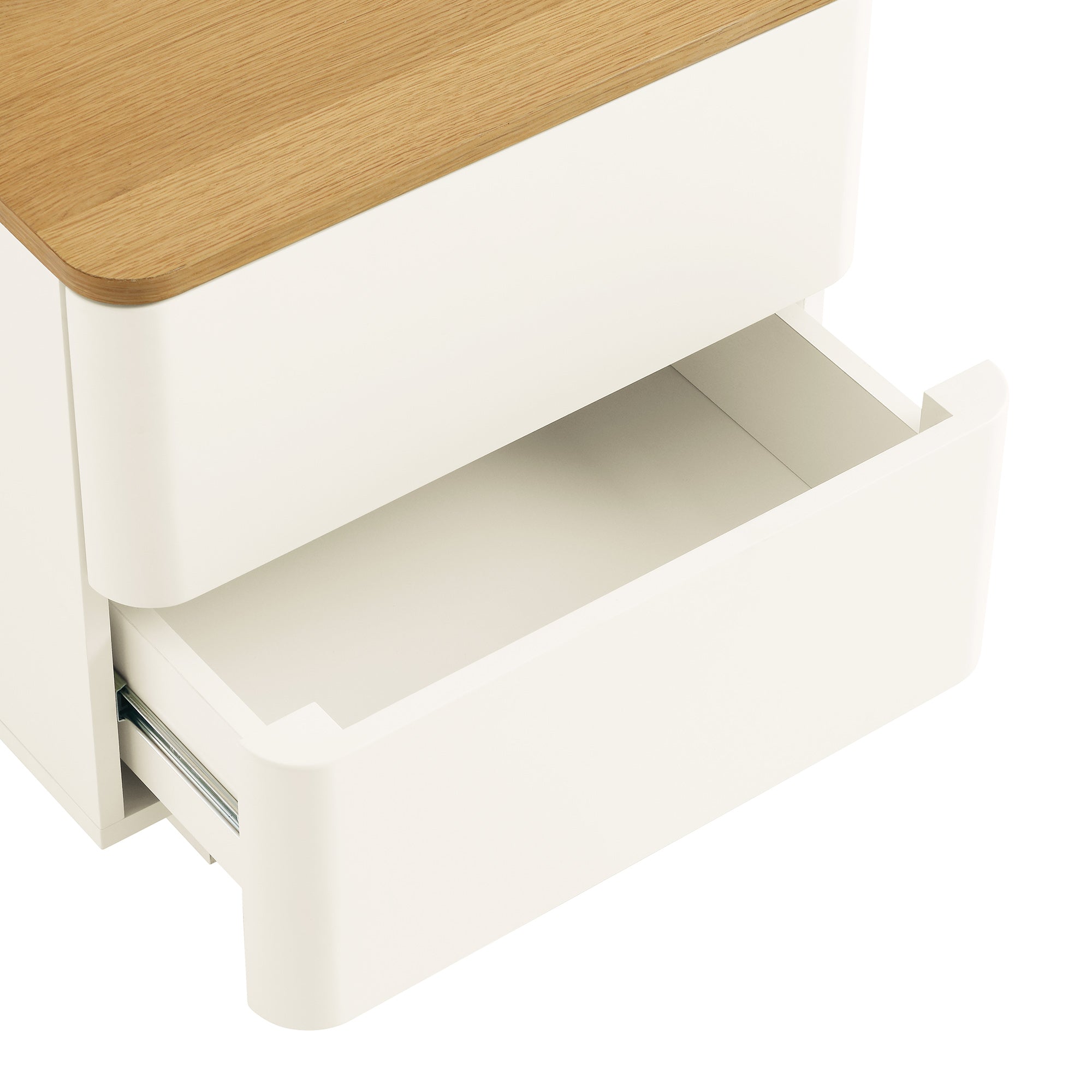 Agnes Curved Edge 2 Drawer Bedside Table, White