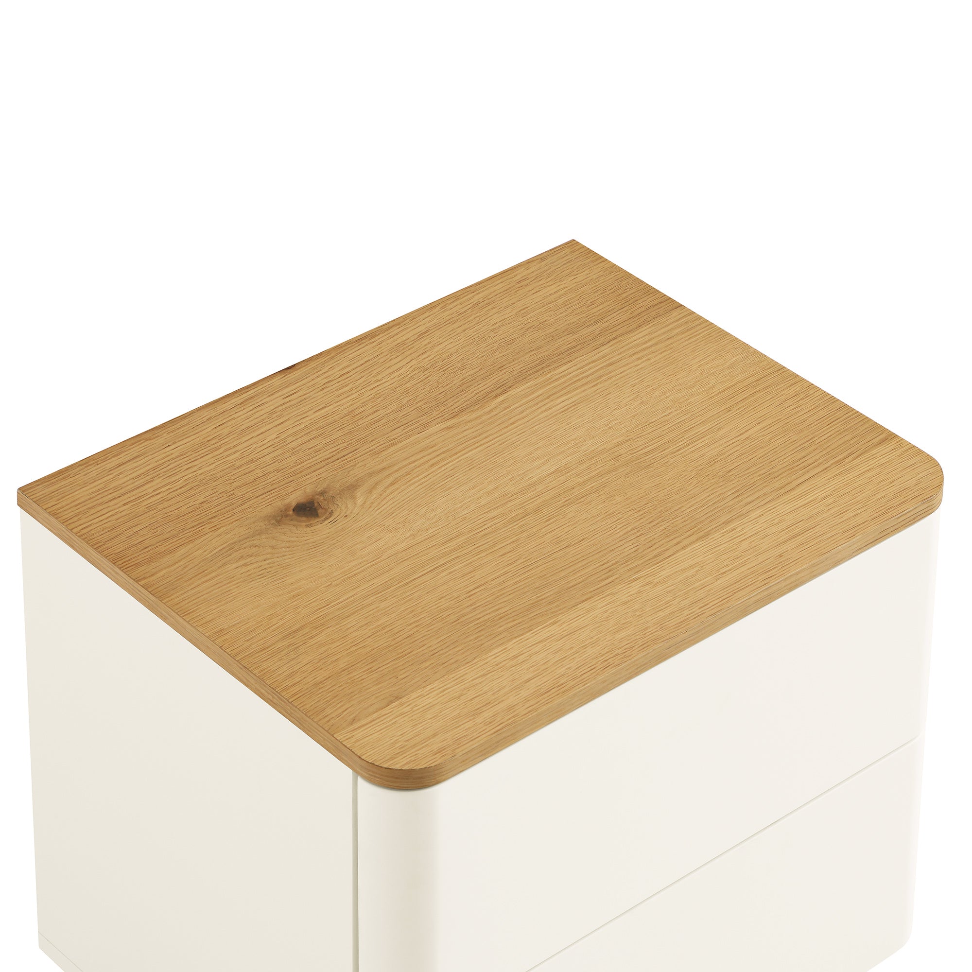 Agnes Curved Edge 2 Drawer Bedside Table, White