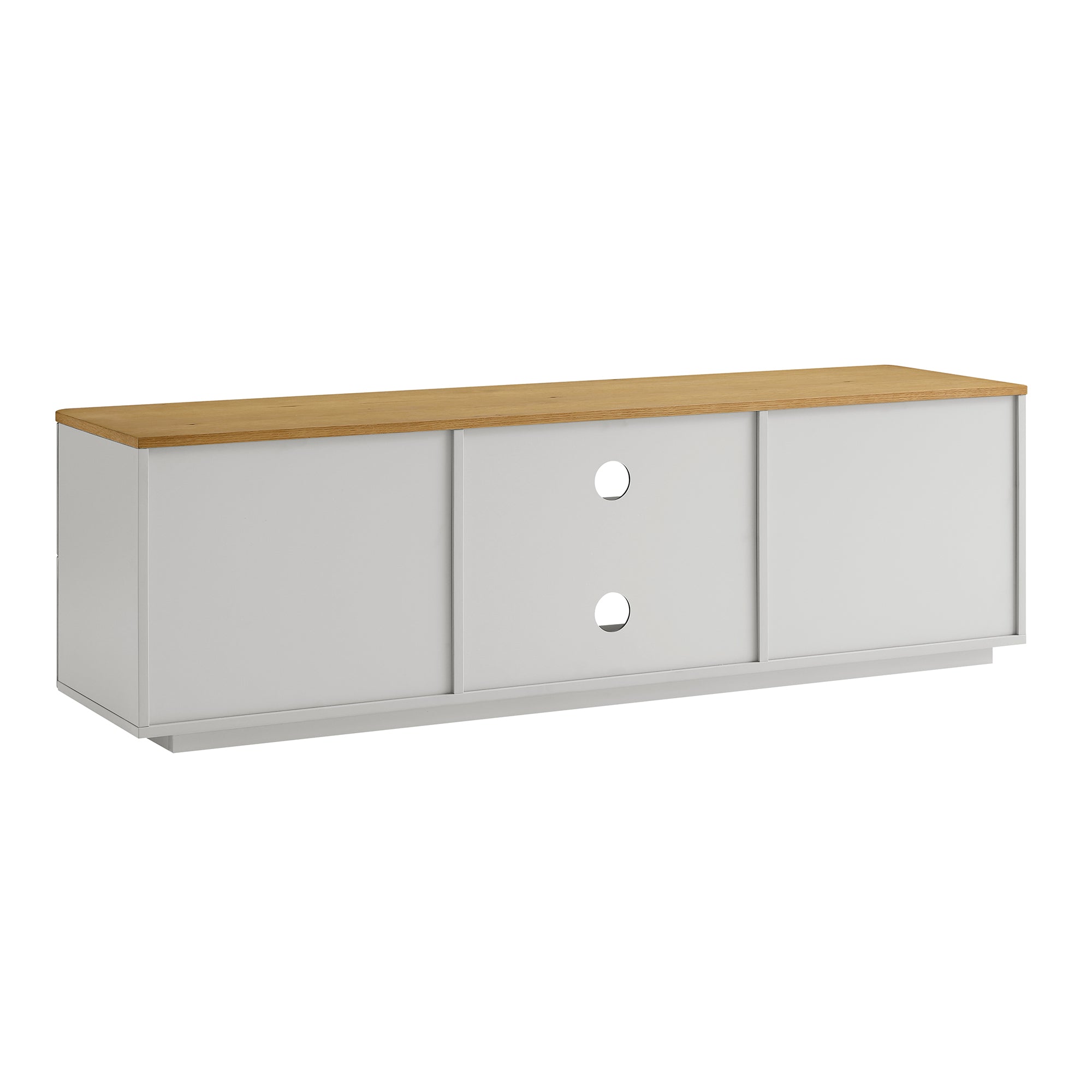 Agnes Curved Edge 150cm Wide TV Unit, Dove Grey with Oak Top