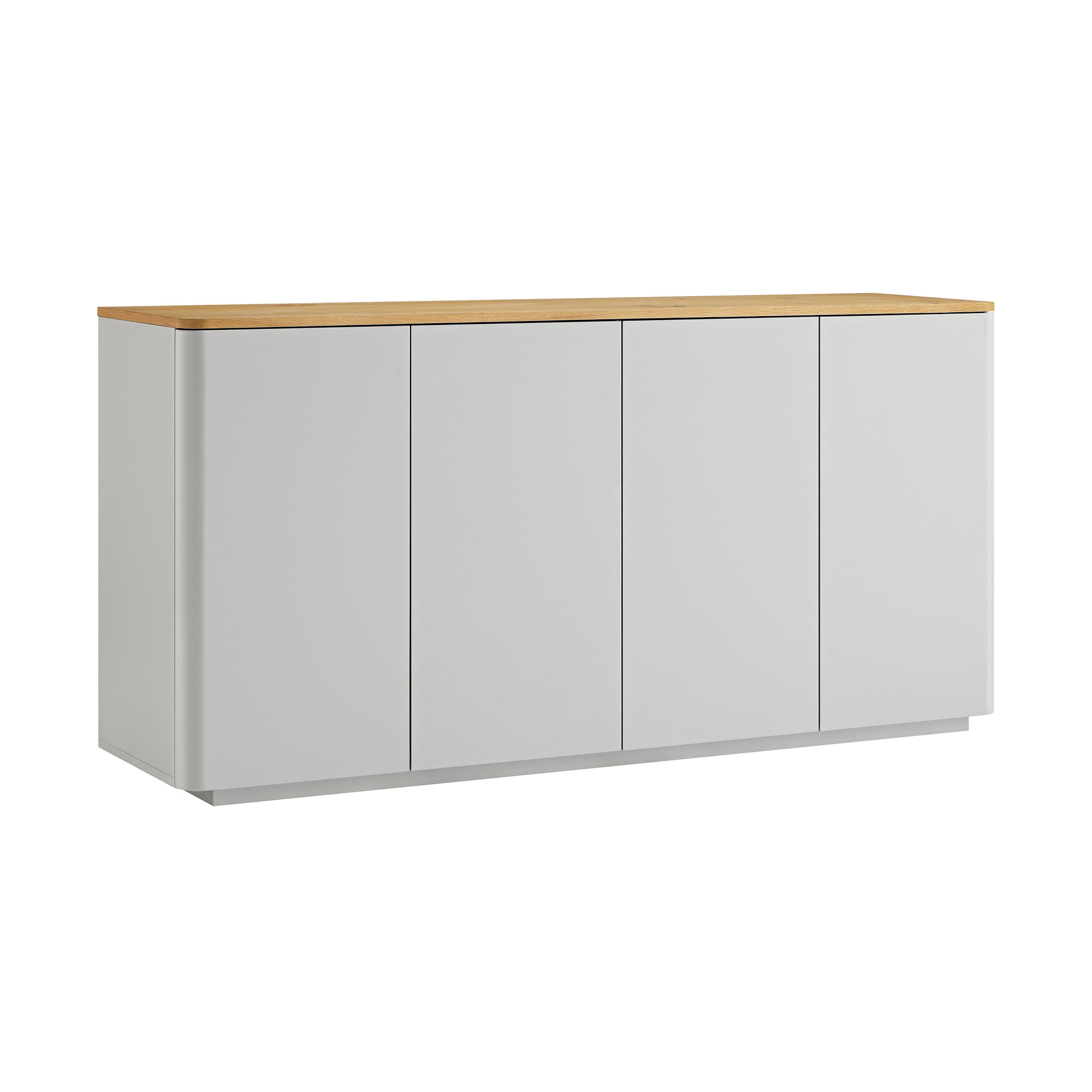 Agnes Curved Edge 150cm Wide Sideboard, Dove Grey with Oak Top