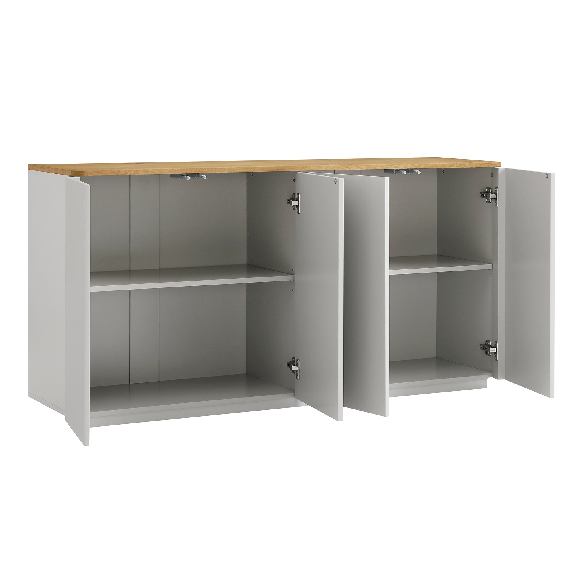 Agnes Curved Edge 150cm Wide Sideboard, Dove Grey with Oak Top