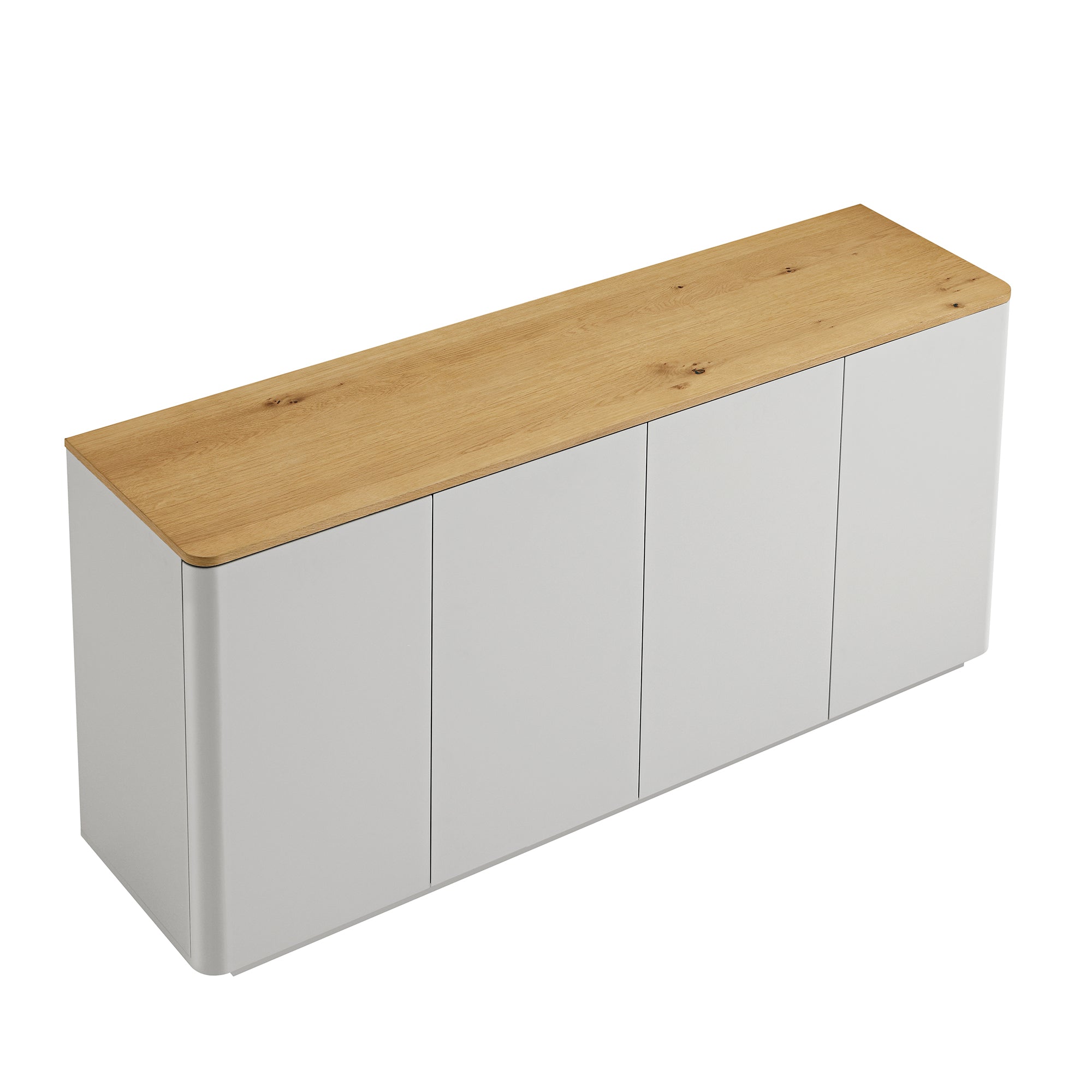 Agnes Curved Edge 150cm Wide Sideboard, Dove Grey with Oak Top