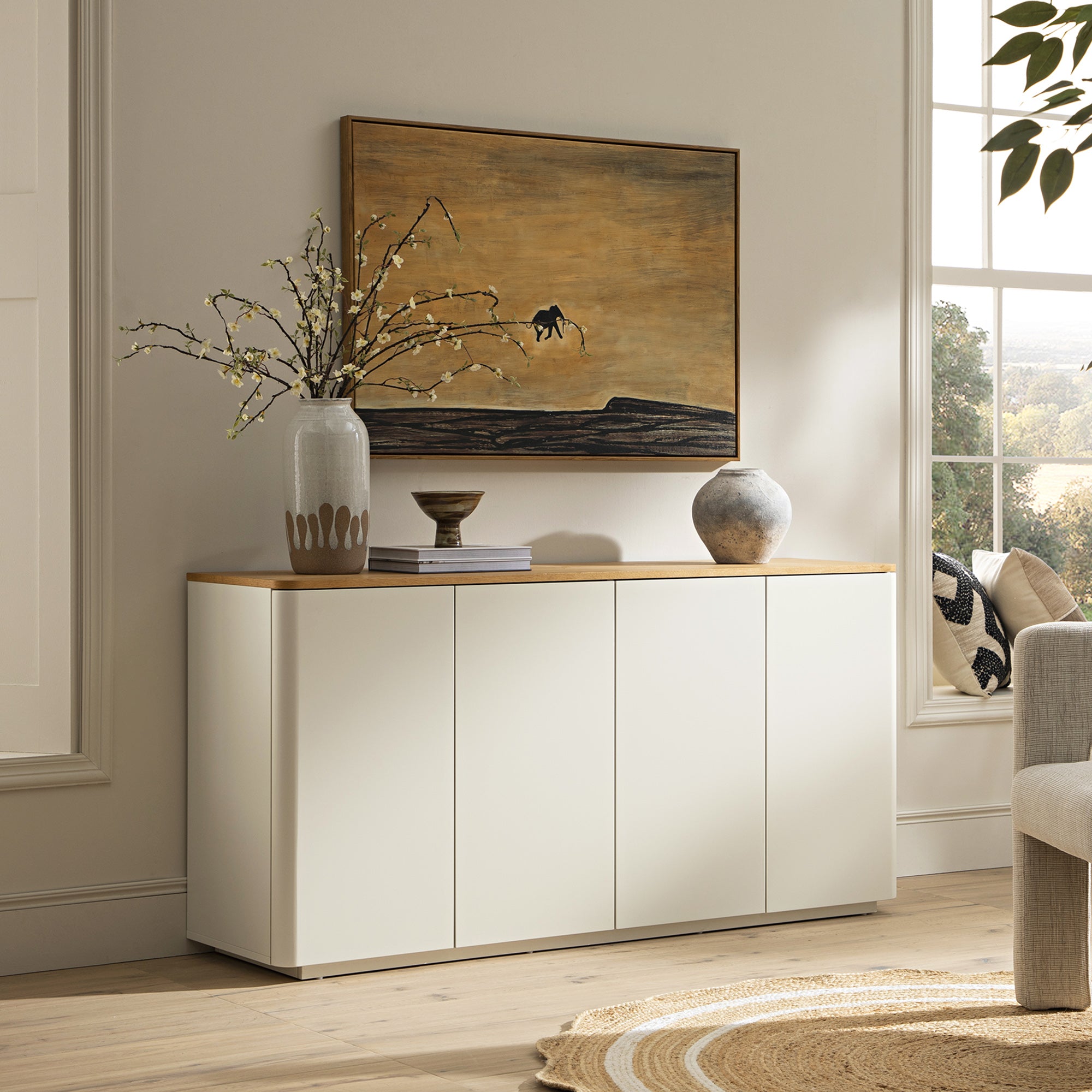 Agnes Curved Edge 150cm Wide Sideboard, White