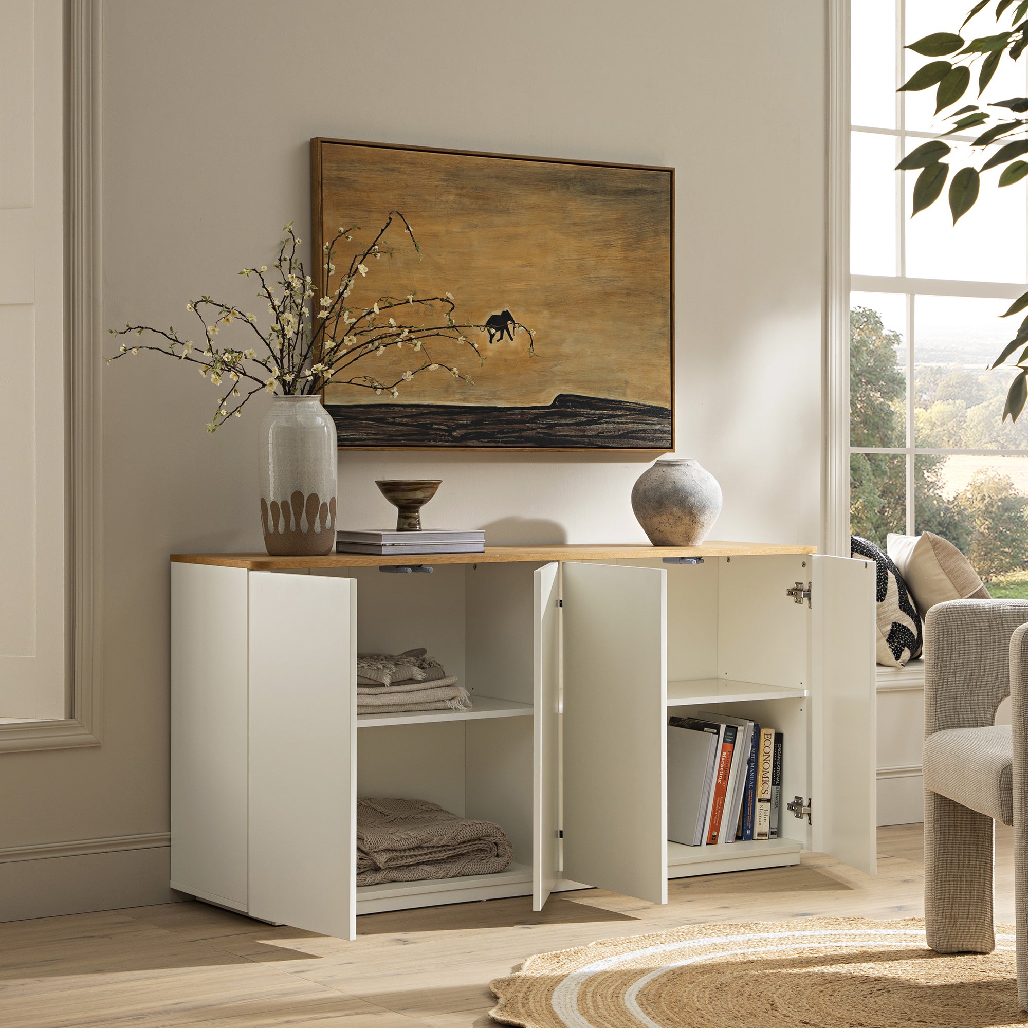 Agnes Curved Edge 150cm Wide Sideboard, White