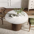 Maru Ceramic Top Silver Oak Pedestal Round Dining Table