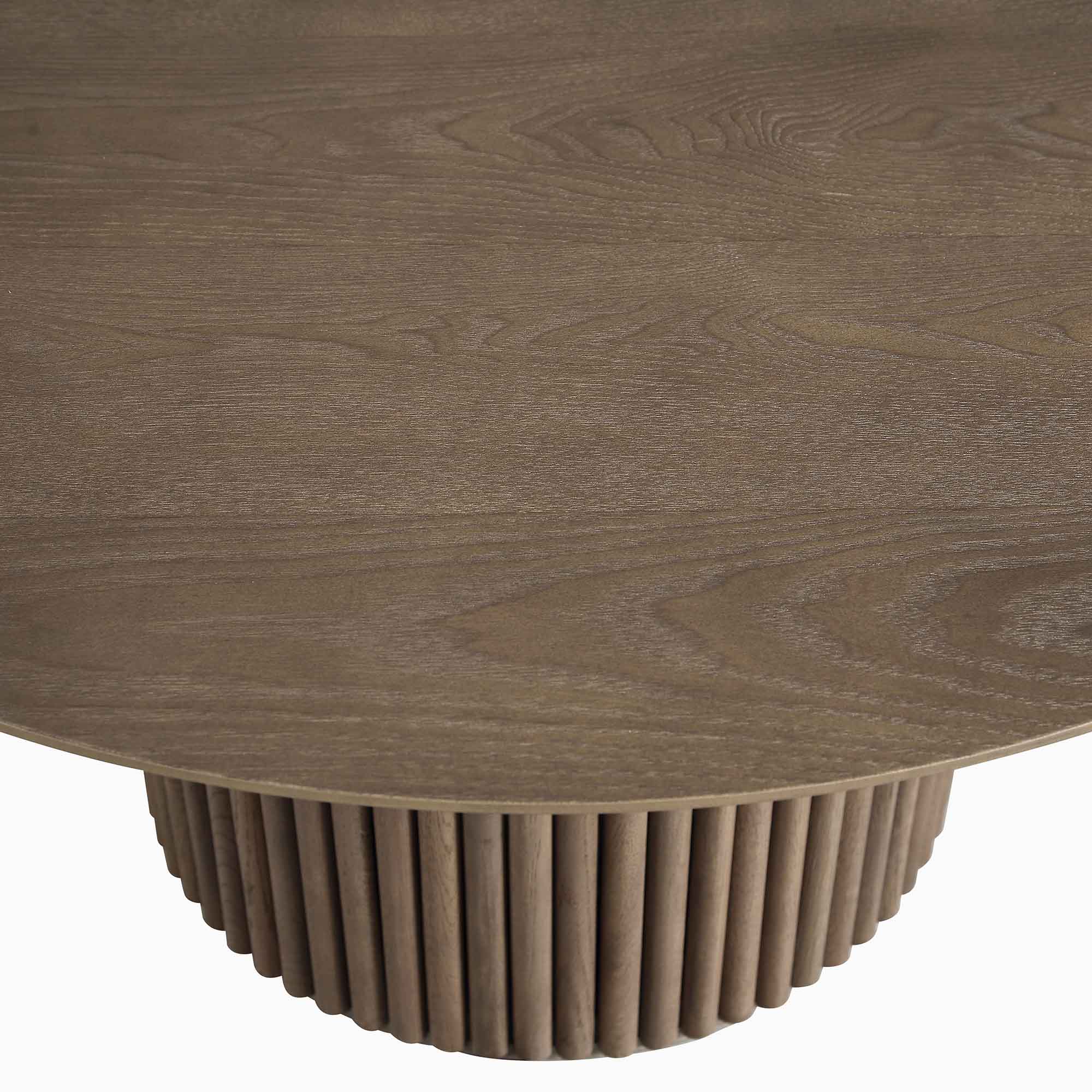 Maru Round Oak Pedestal Coffee Table, Silver Oak