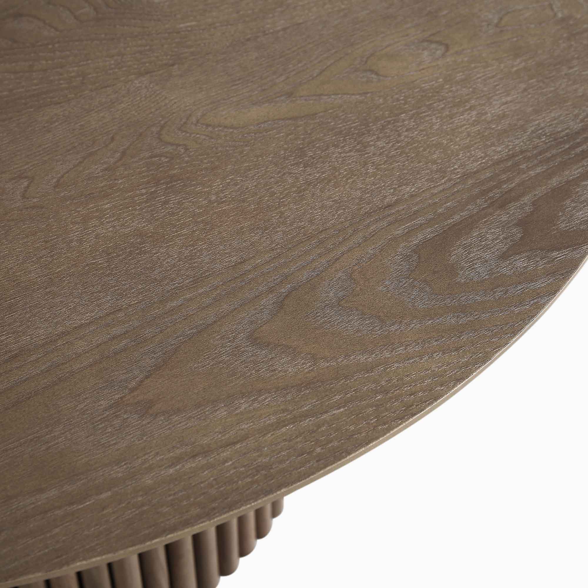 Maru Round Oak Pedestal Coffee Table, Silver Oak