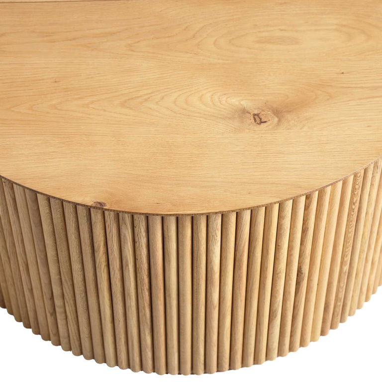 Maru Oak Round Coffee Table with Storage, Oak | daals