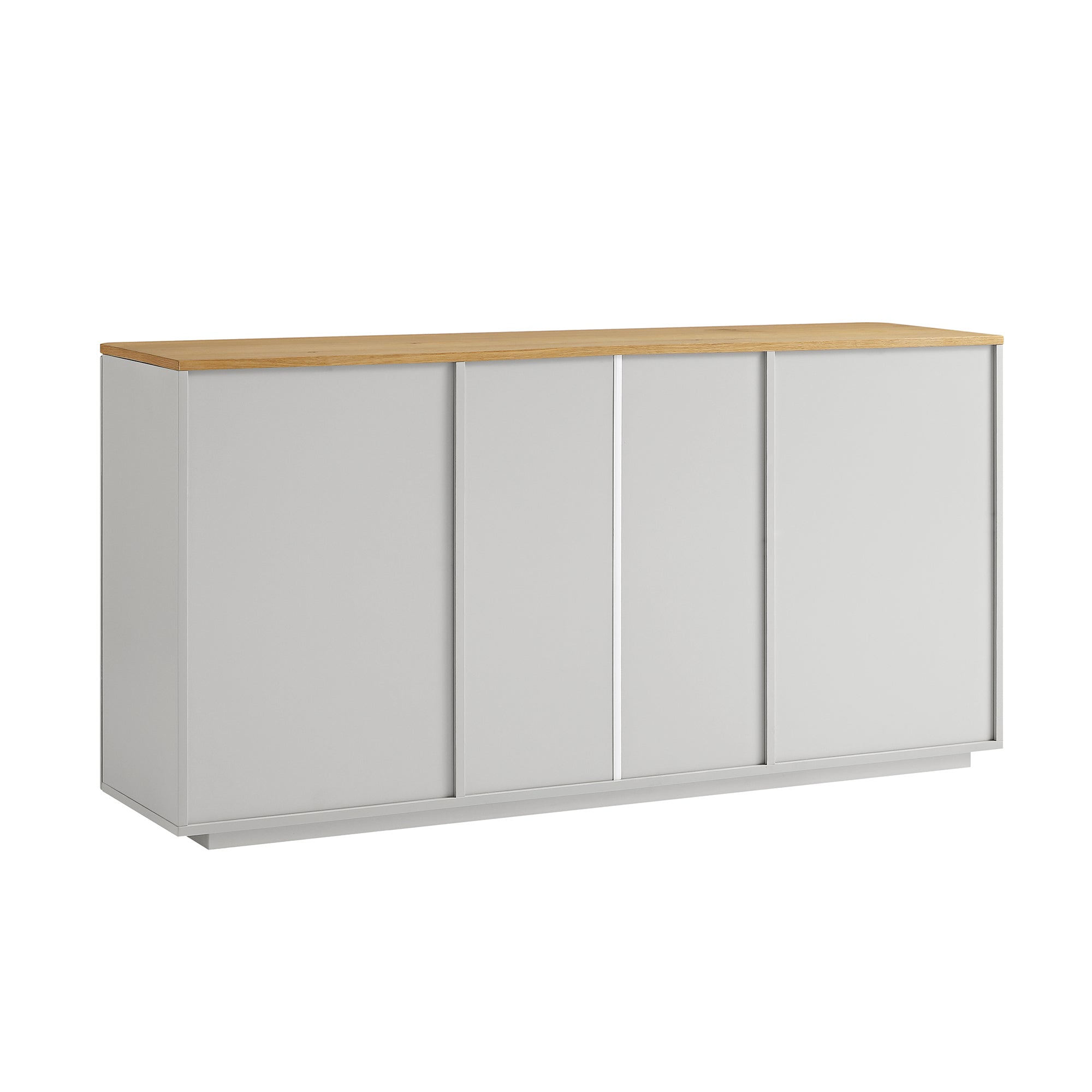 Agnes Curved Edge 2 Door 3 Drawer Wide Sideboard, Dove Grey with Oak Top