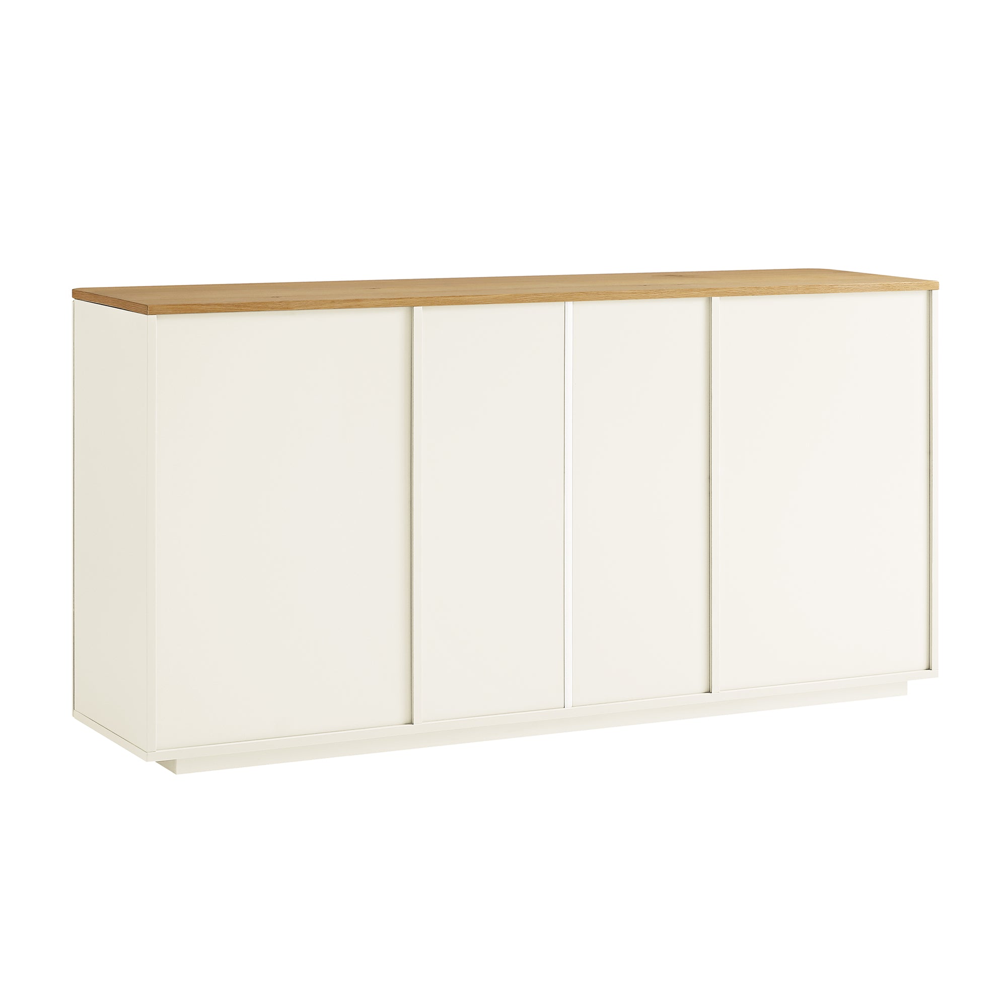 Agnes Curved Edge 2 Door 3 Drawer Wide Sideboard, Off White with Oak Top