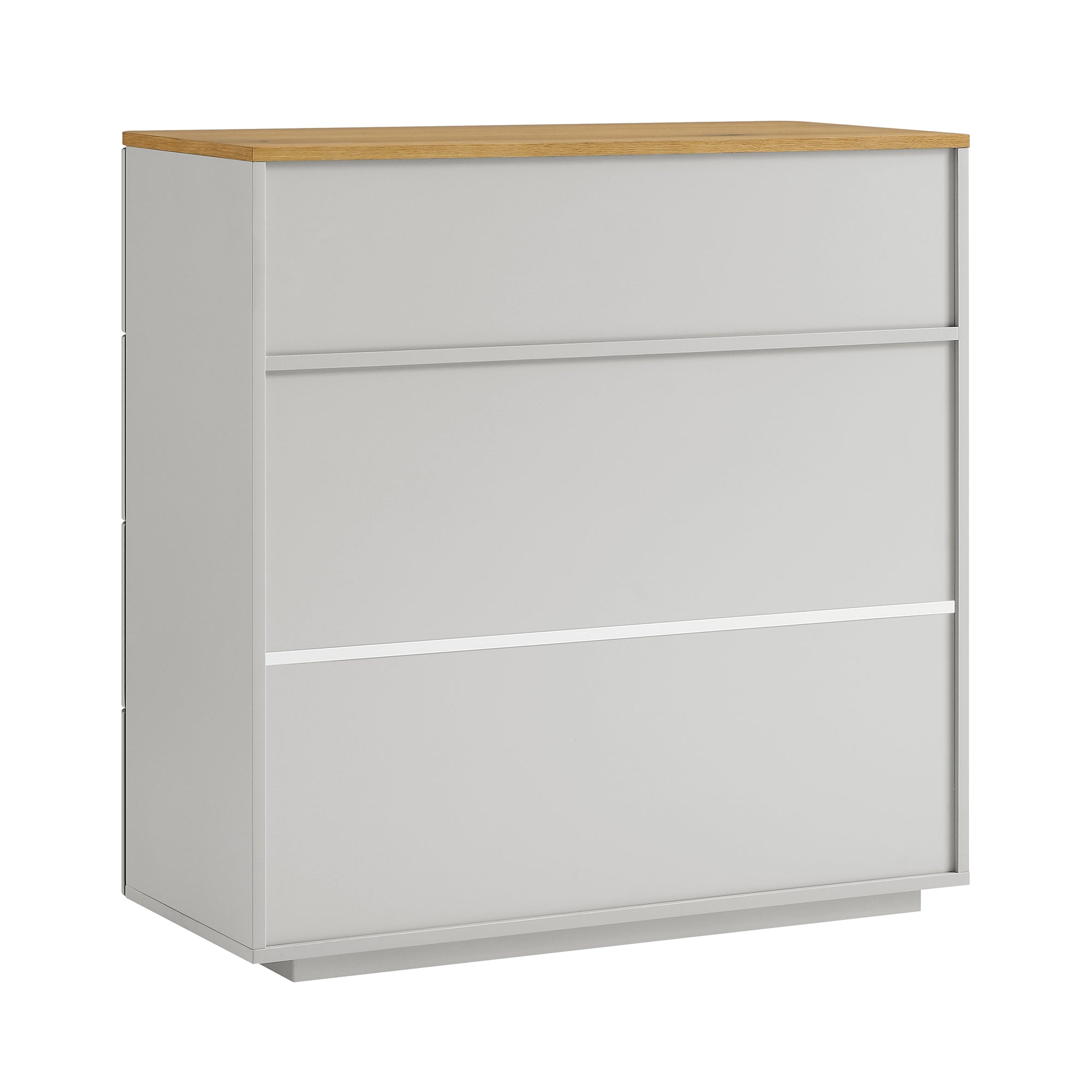 Agnes Curved Edge 2 over 3 Chest of Drawers, Dove Grey with Oak Top