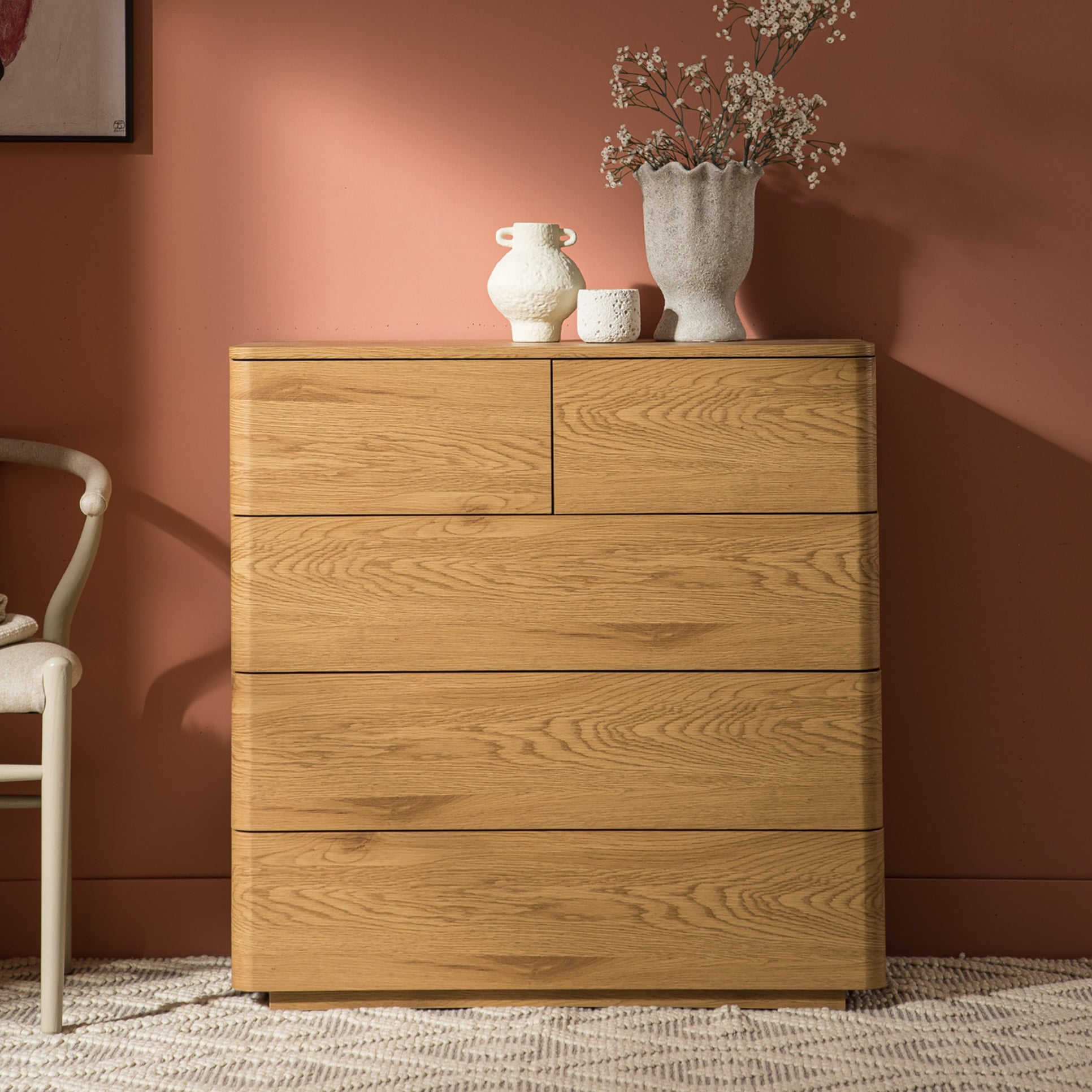 Agnes Curved Edge 2 over 3 Chest of Drawers, Natural