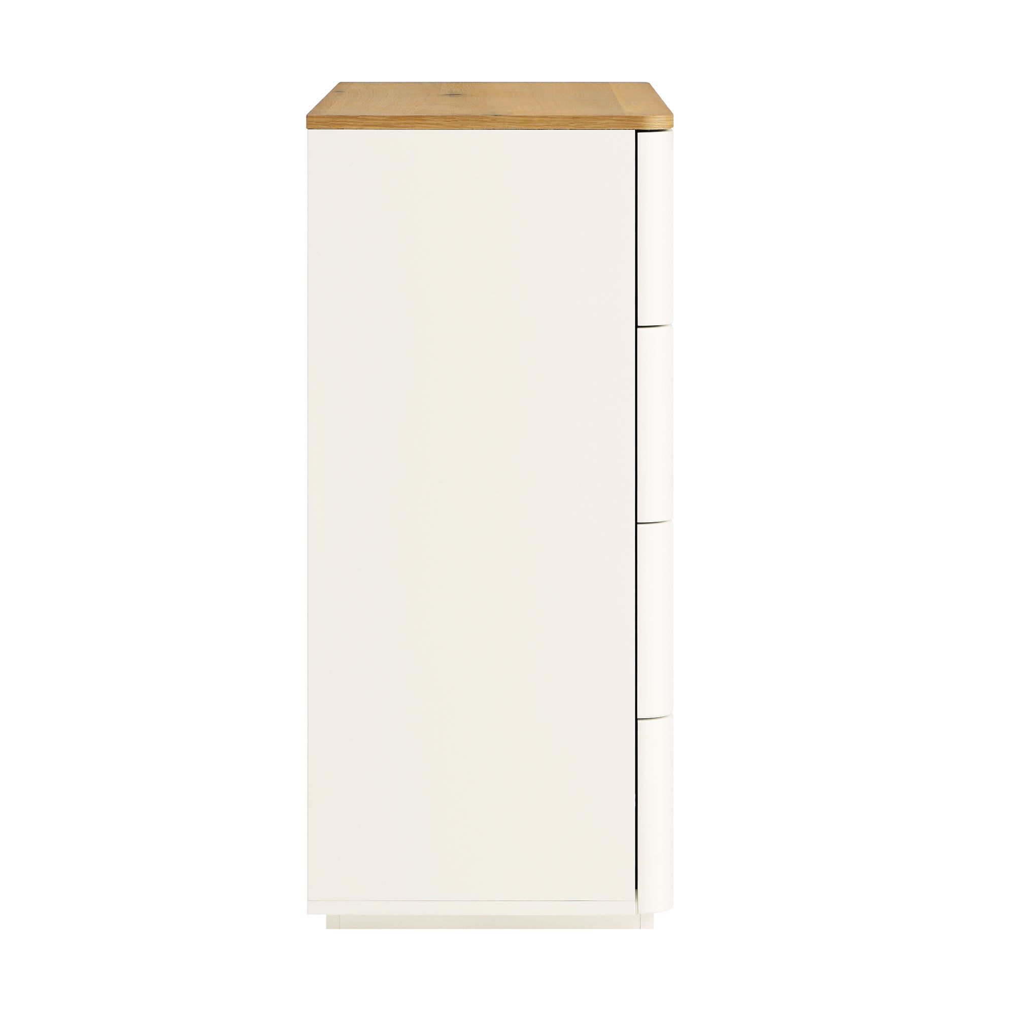 Agnes Curved Edge 2 over 3 Chest of Drawers, Off White with Oak Top